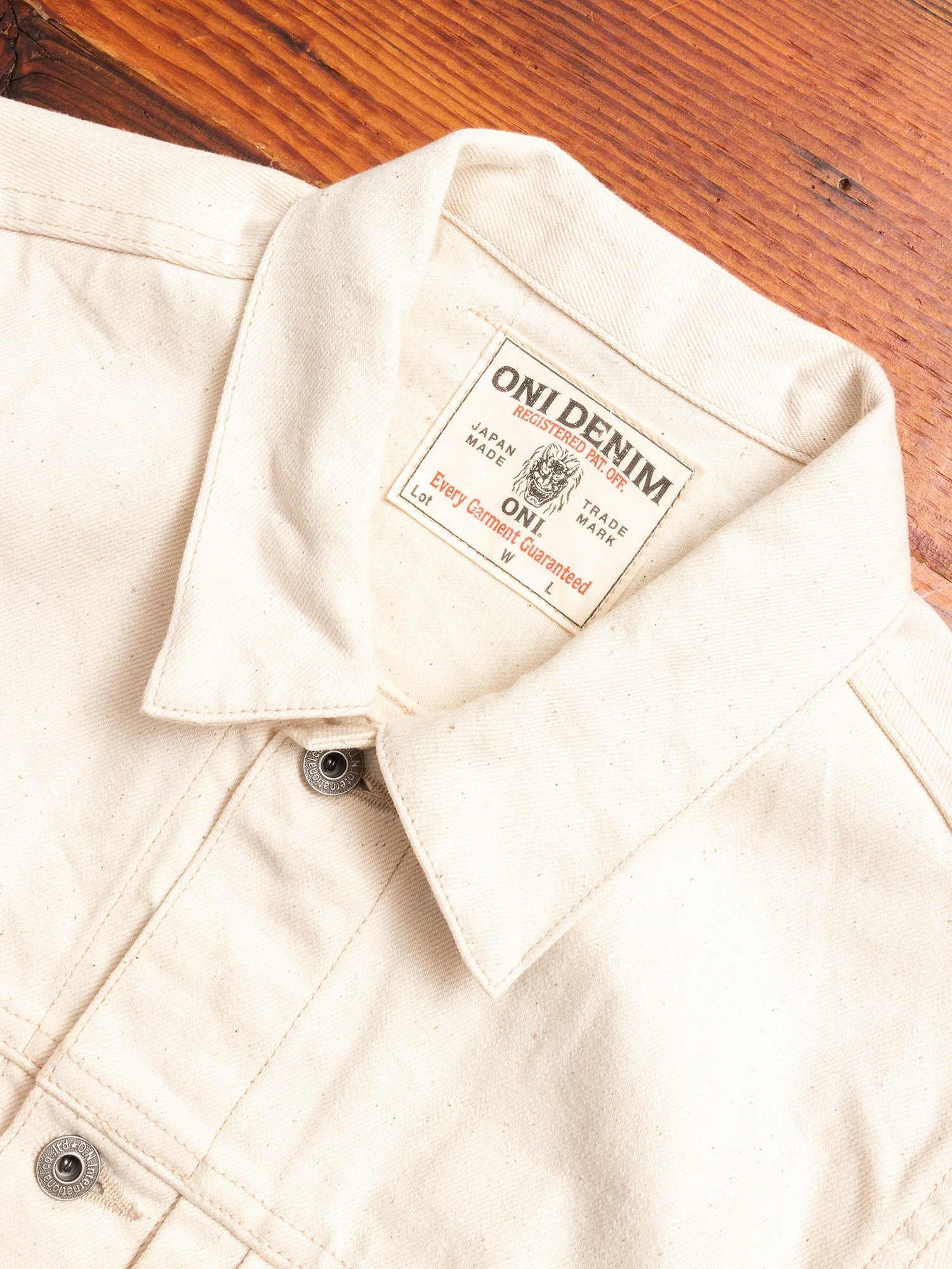 02516P-OGW "Organic Cotton White" 14oz Selvedge Denim Jacket - Image 2