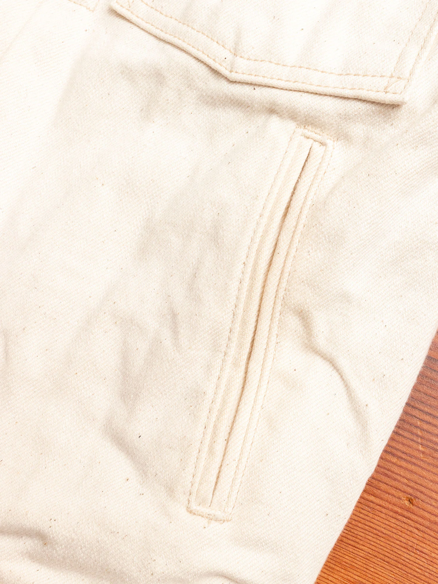 02516P-OGW "Organic Cotton White" 14oz Selvedge Denim Jacket - Image 6