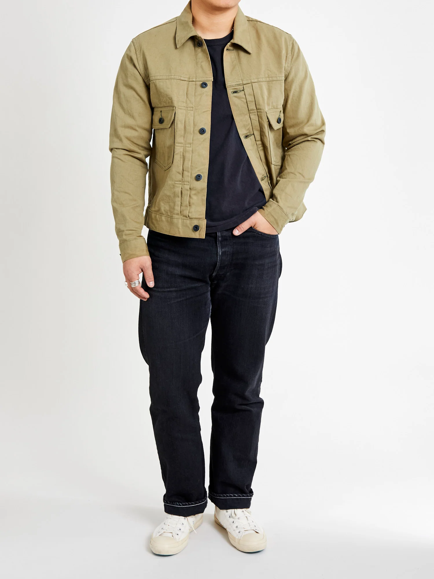 02517-BRD "British Drill" Selvedge Katsuragi Jacket in Beige - Image 14