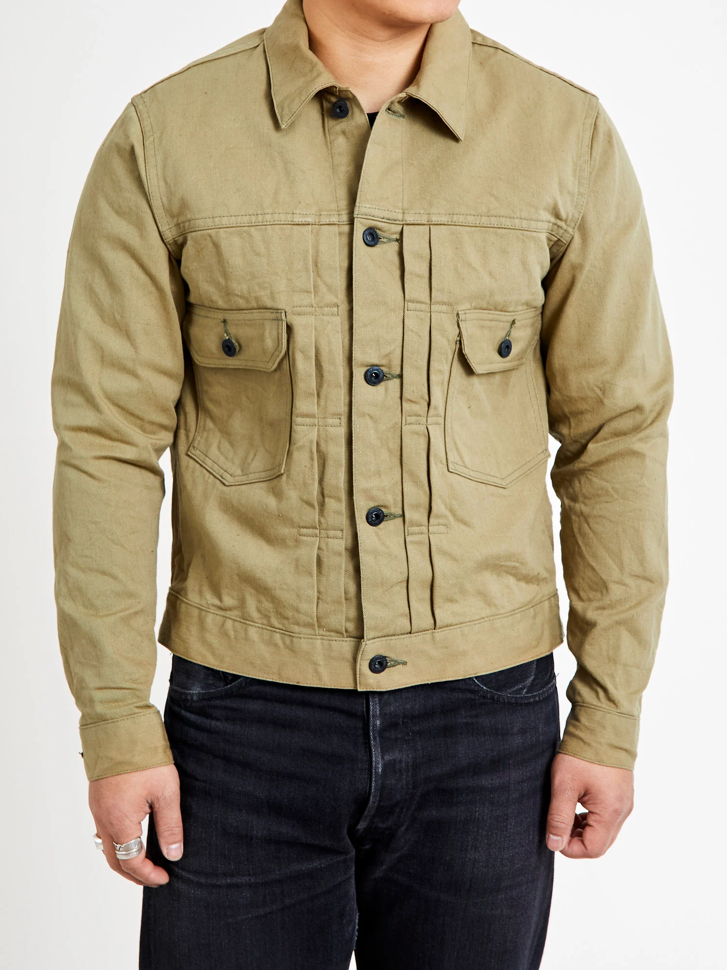 02517-BRD "British Drill" Selvedge Katsuragi Jacket in Beige - Image 2