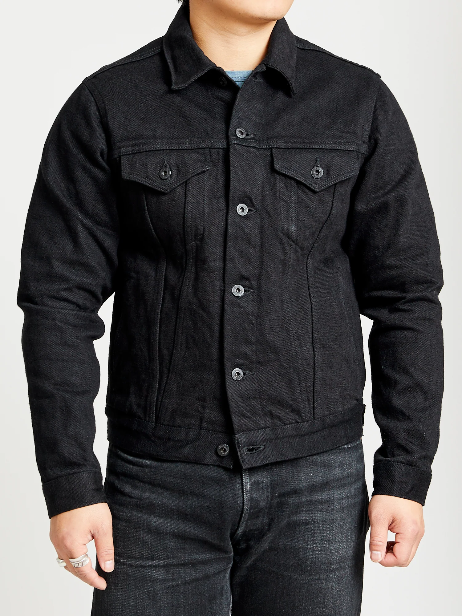 02527PRZ-BK "Secret Denim" 20oz Black Selvedge Denim Jacket - Image 2