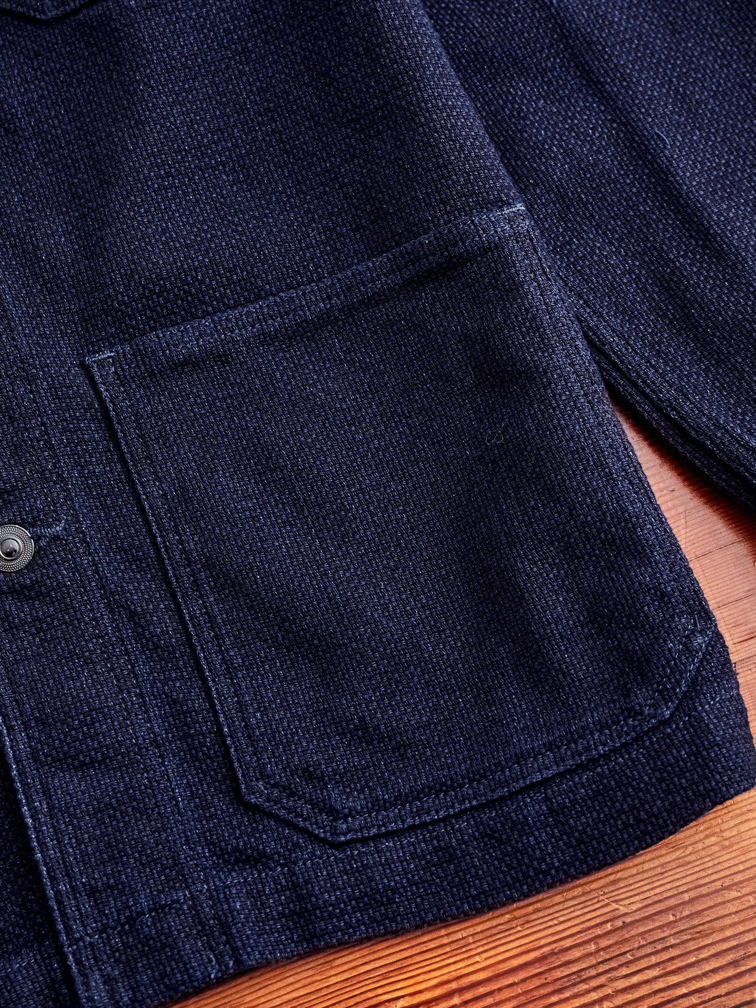 Dobby Sashiko Coverall Coat in Indigo - Image 5