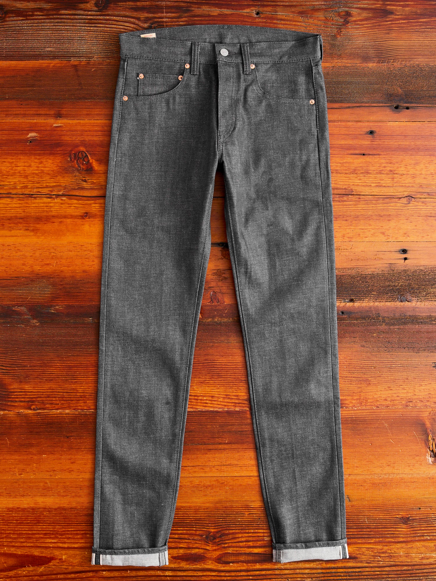 0306-70G 14oz Grey Selvedge Denim - Tight Tapered Fit - Image 4