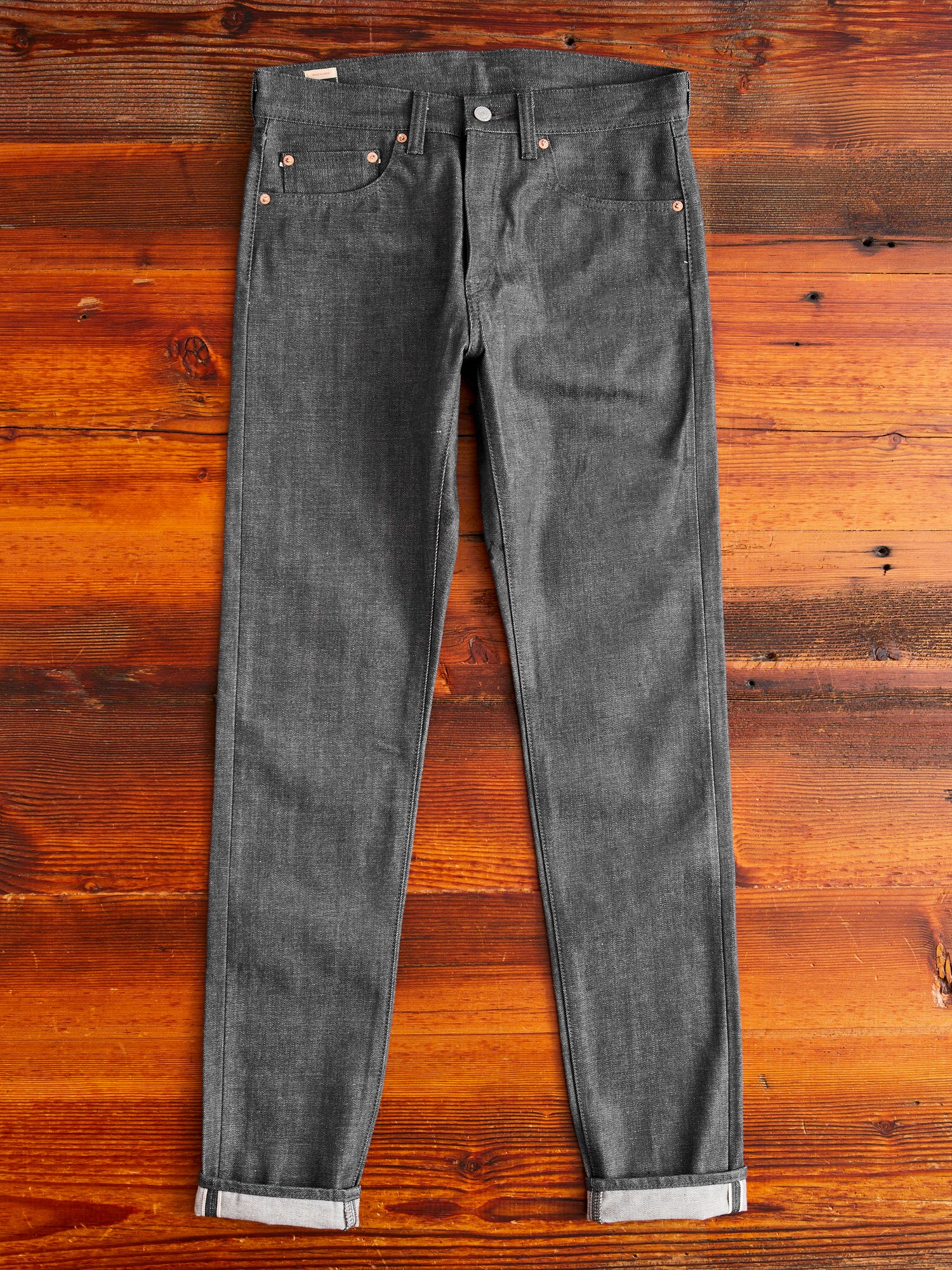 0405-70G 14oz Grey Selvedge Denim - High Tapered Fit - Image 4