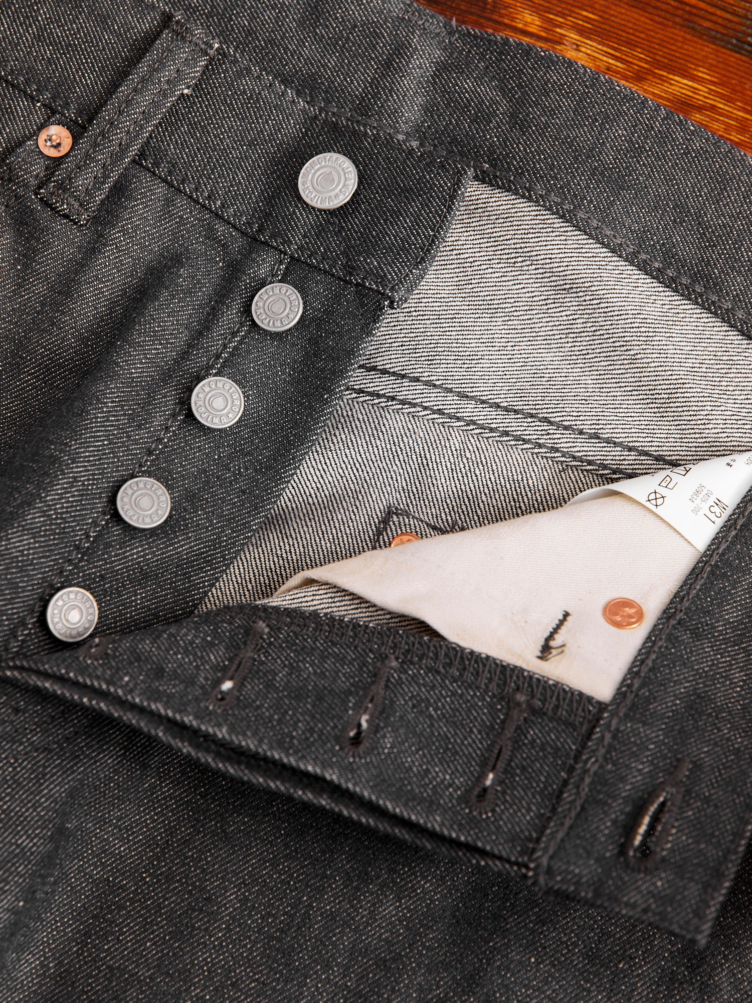 0405-70G 14oz Grey Selvedge Denim - High Tapered Fit - Image 9