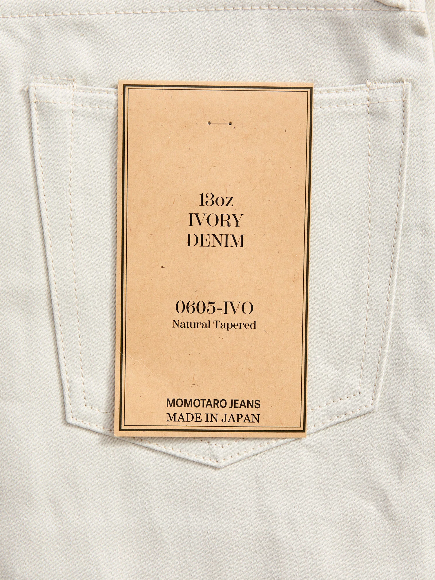 0605-IVO "Ivory" 13oz Selvedge Denim - Natural Tapered Fit - Image 4