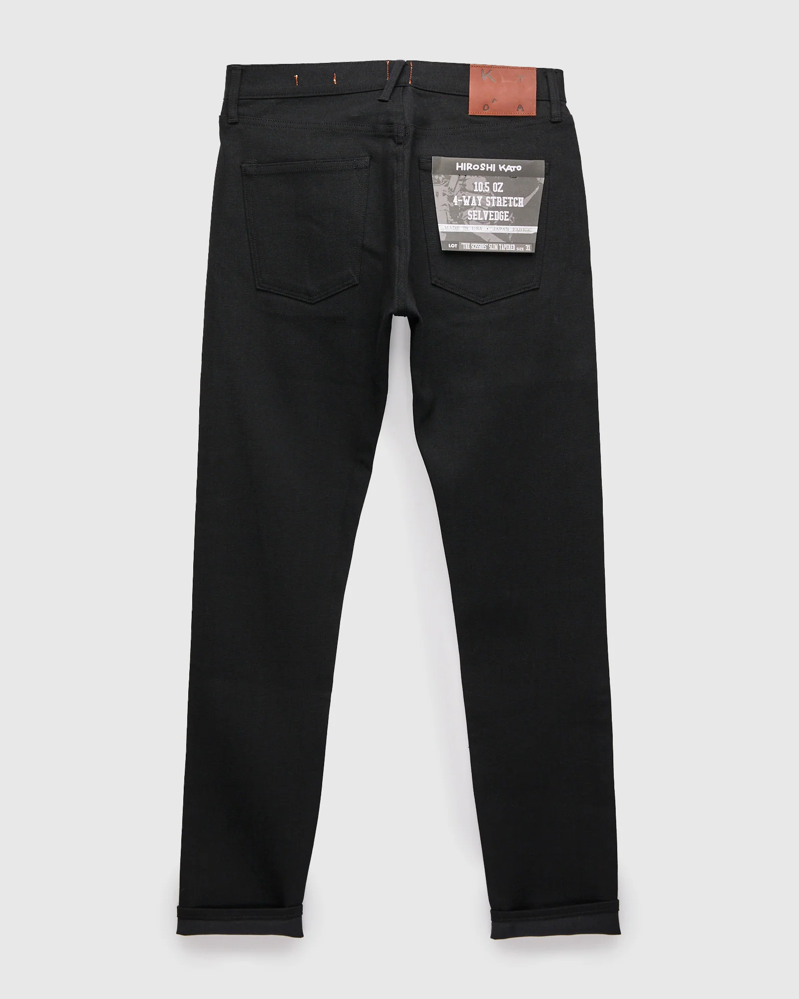10.5oz Black Stretch Selvedge Denim - Scissors Slim Tapered - Image 3