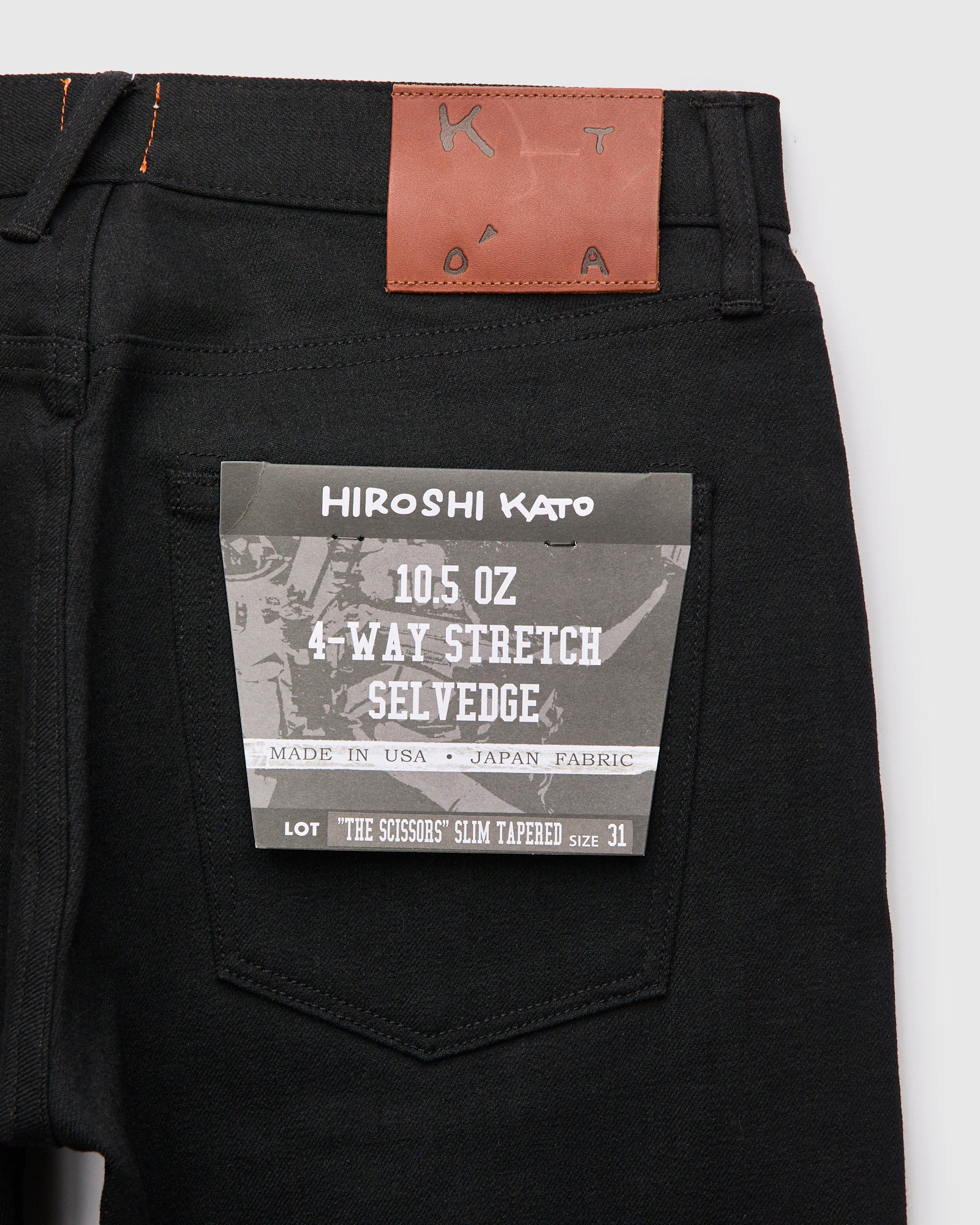 10.5oz Black Stretch Selvedge Denim - Scissors Slim Tapered - Image 4