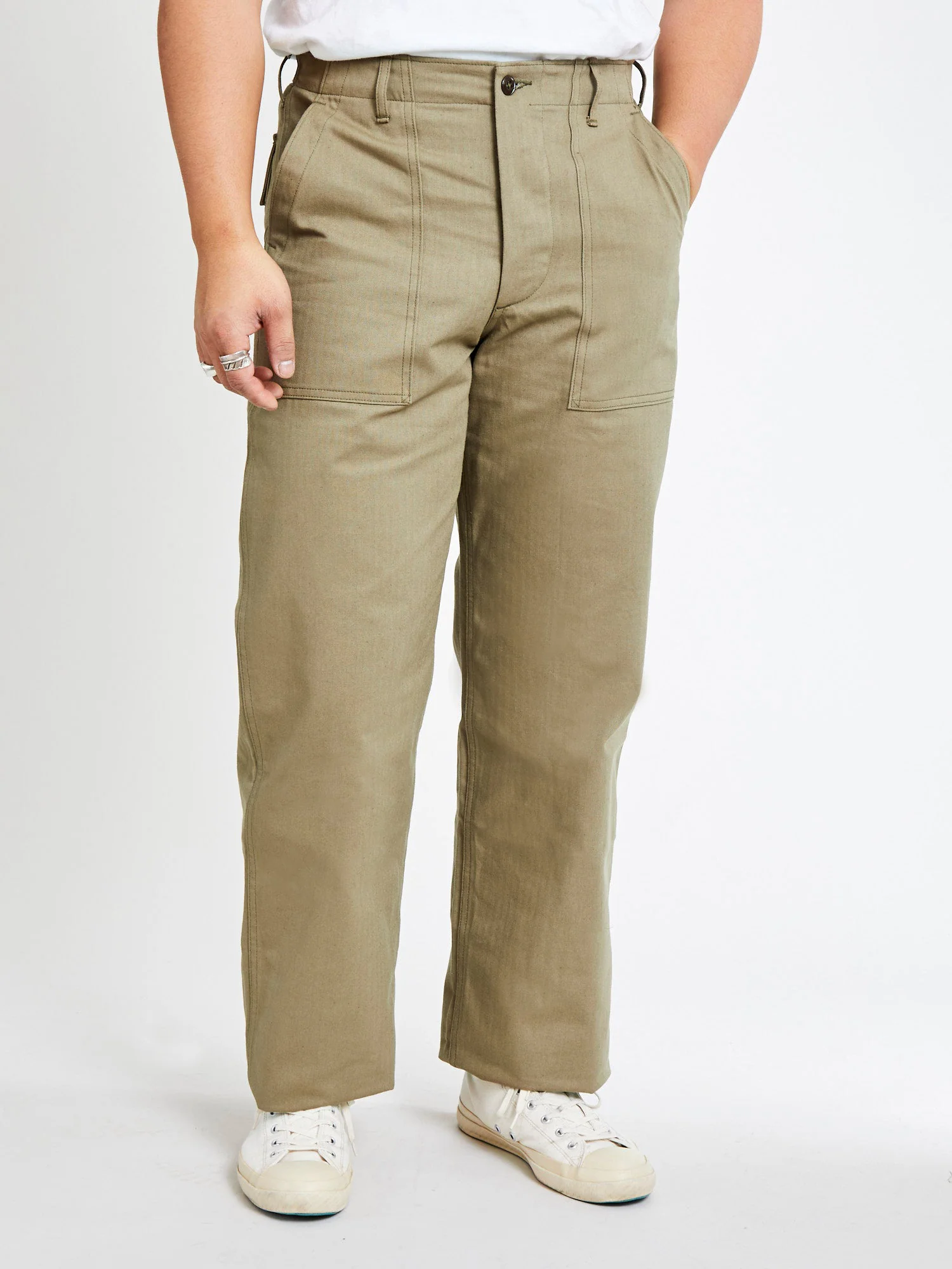 1086 Military Herringbone Pants in Olive Drab Green - Image 2
