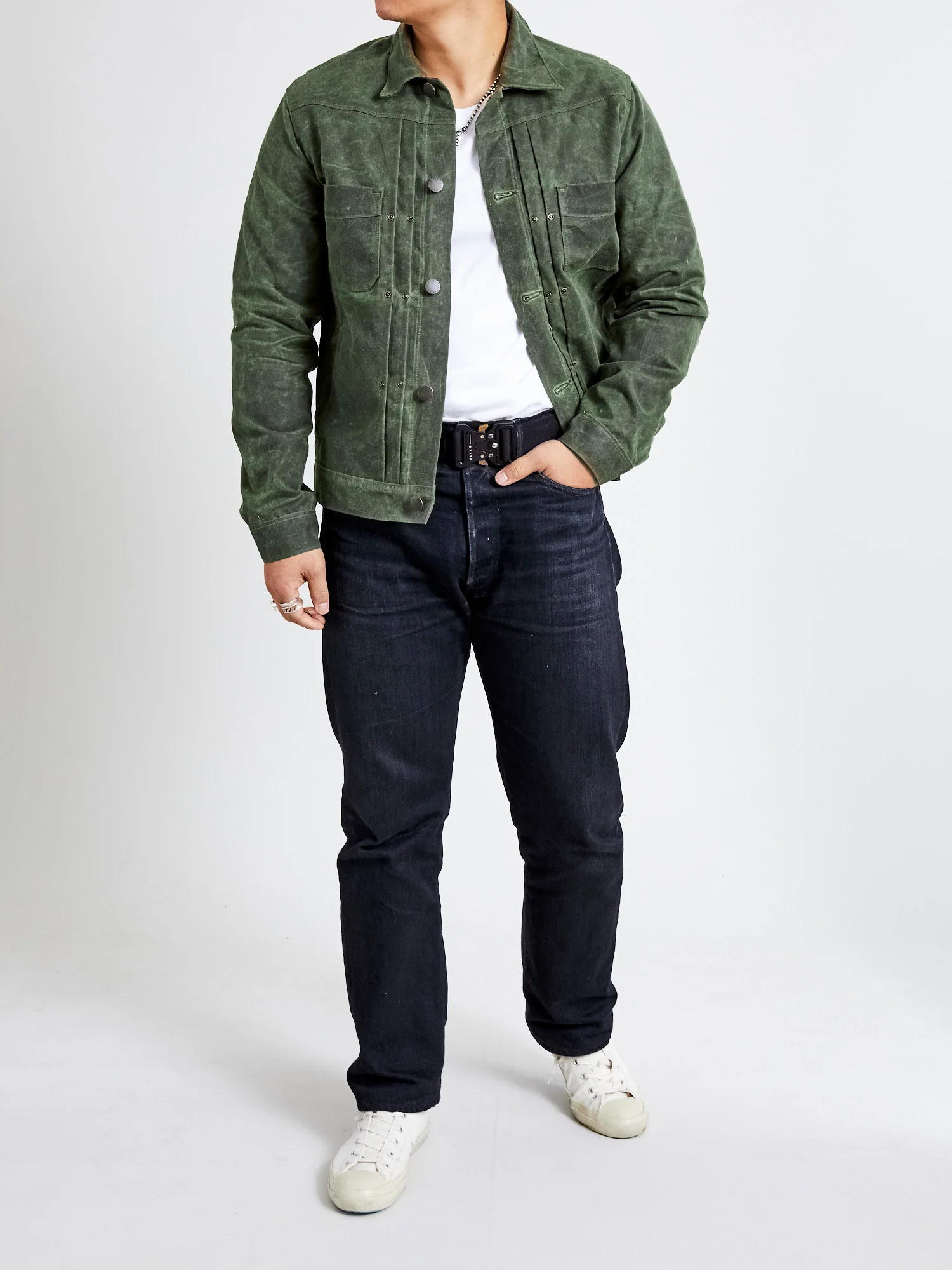 10oz Waxed Canvas Riders Jacket in Olive - Image 17