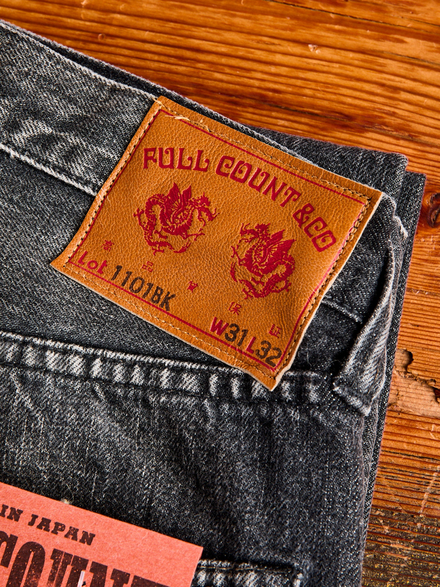 1101BKHW 13.7oz Washed Black Selvedge Denim - Classic Straight Fit - Image 4