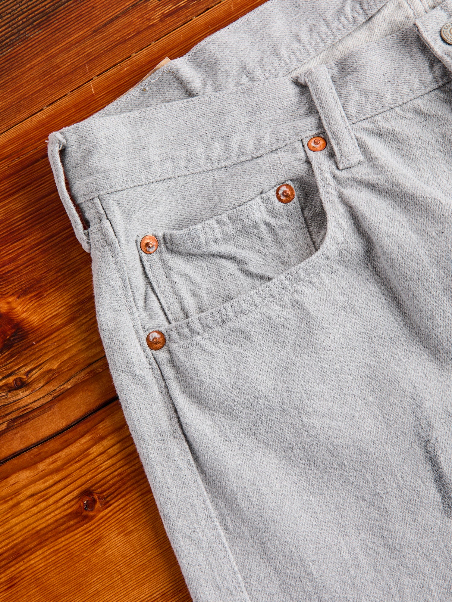 1102G 12oz Grey Selvedge Denim - Straight Fit - Image 7