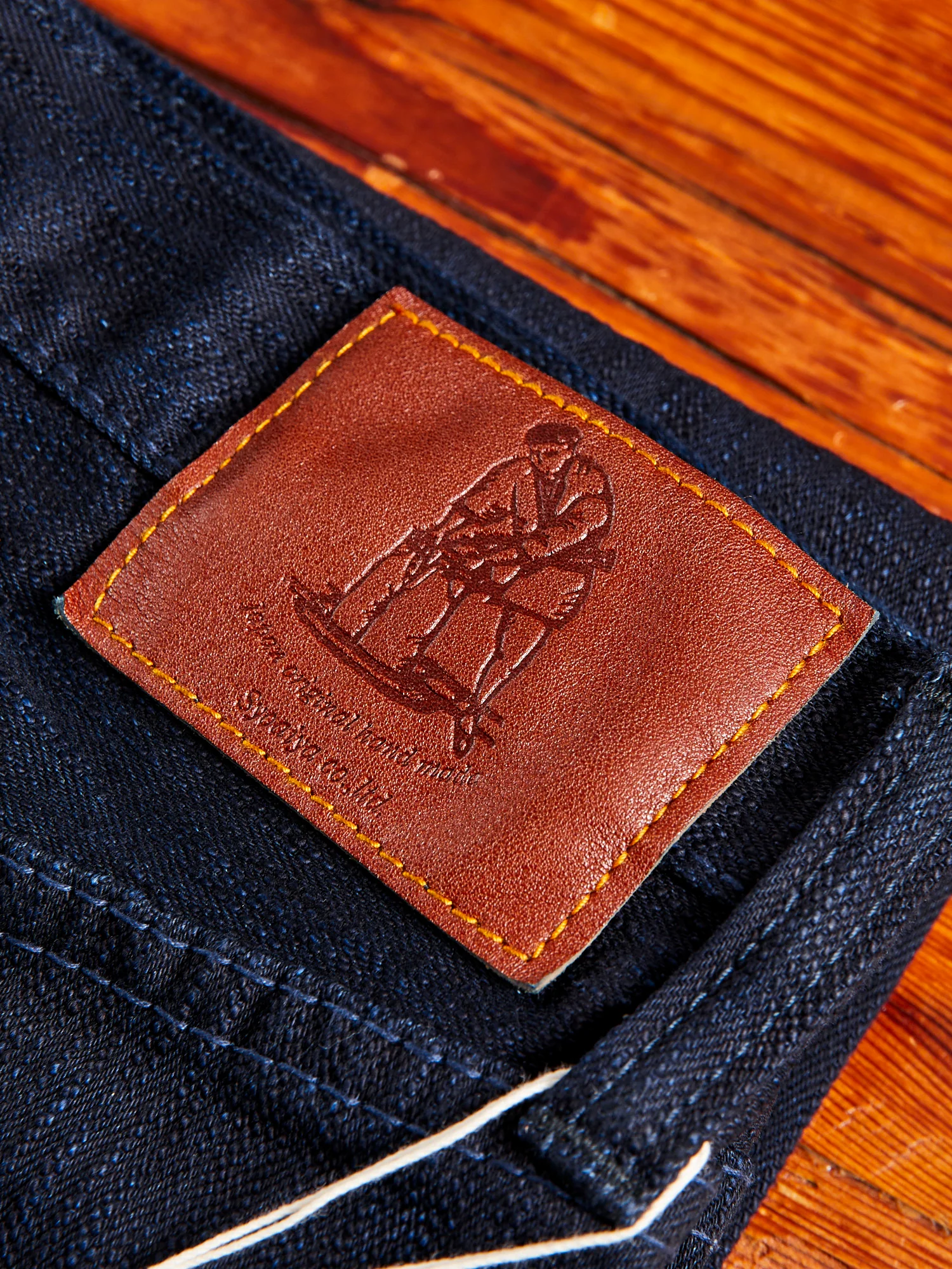 1167-WID 13oz Rinsed Stretch Double Indigo Selvedge Denim - Relaxed Tapered Fit - Image 4