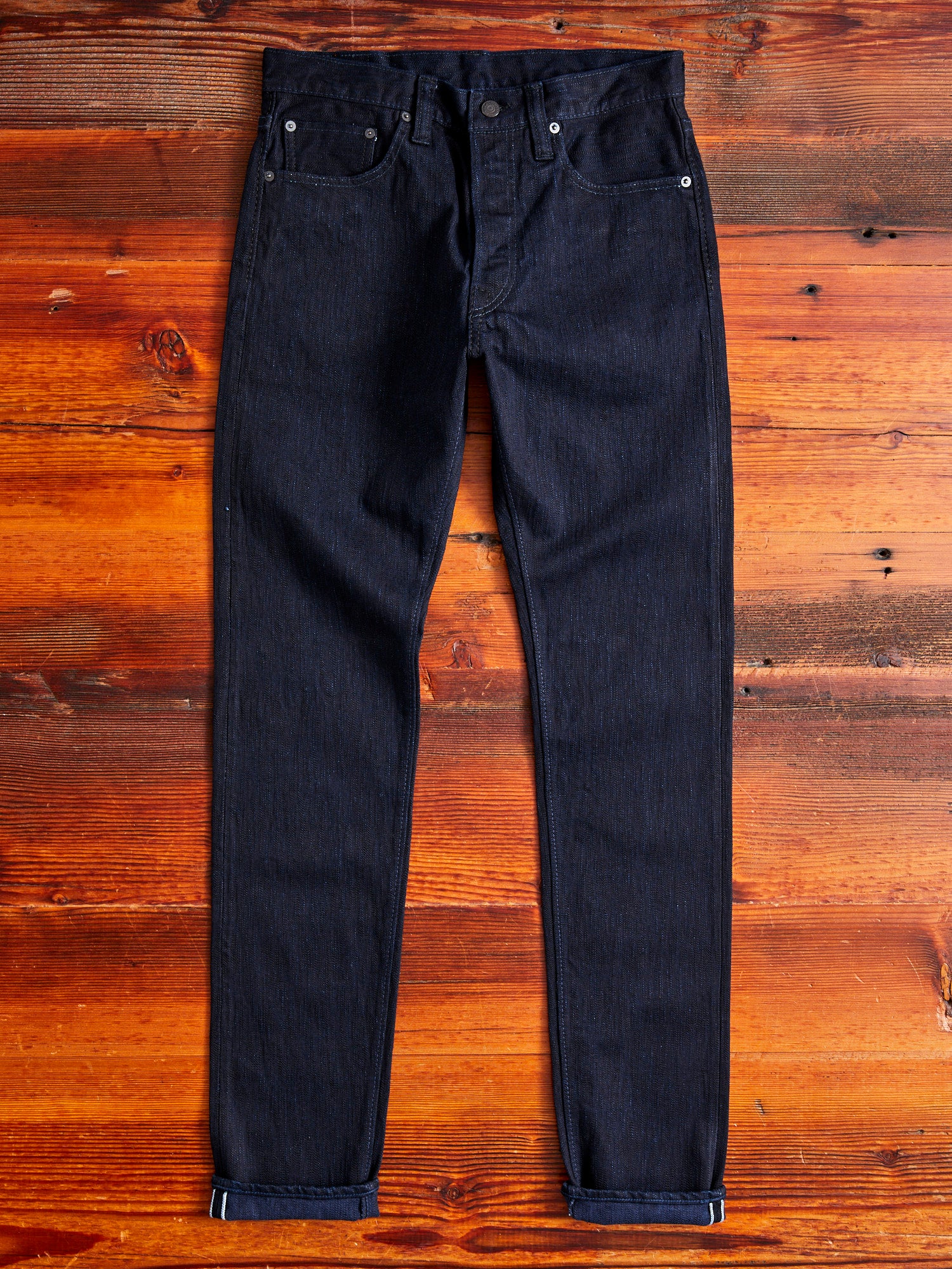 1167-WID 13oz Rinsed Stretch Double Indigo Selvedge Denim - Relaxed Tapered Fit - Image 6