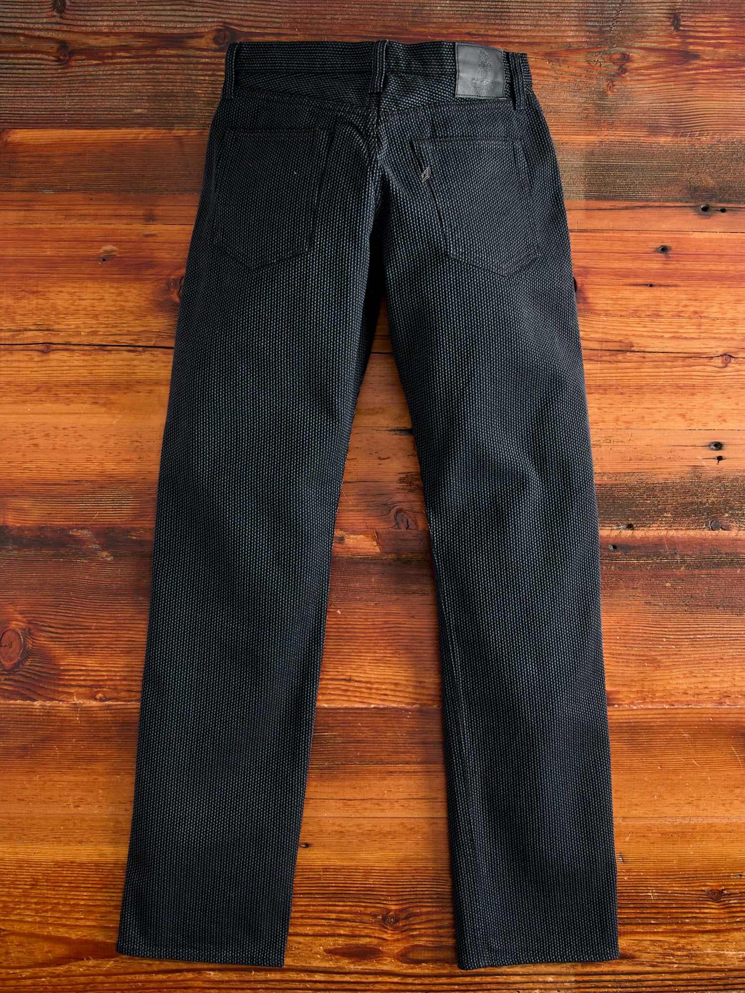 1170-1-BK Grey Black Sashiko Denim - Regular Straight Fit - Image 3