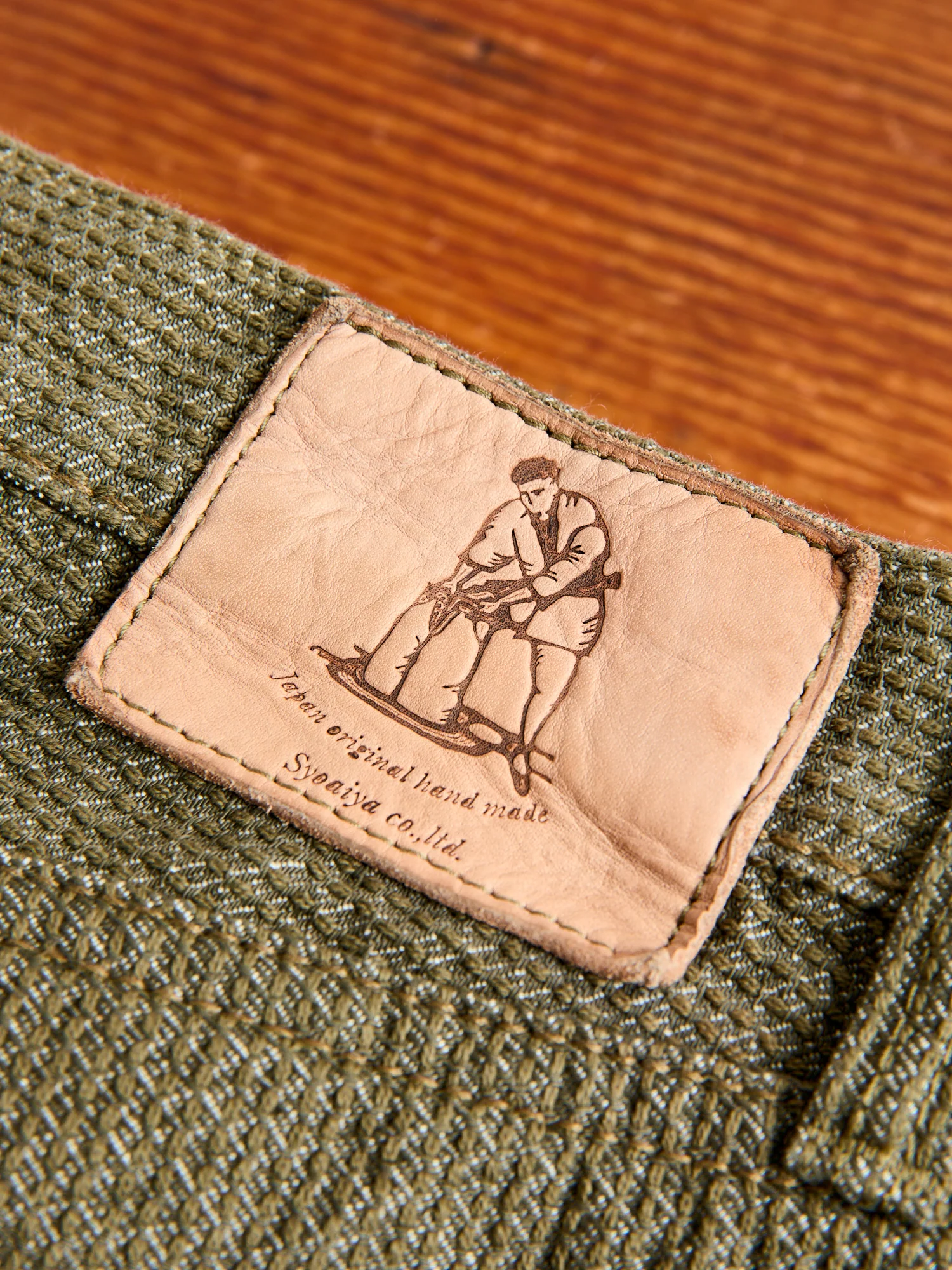 1170-1-OLV Olive Sashiko Denim - Regular Straight Fit - Image 11