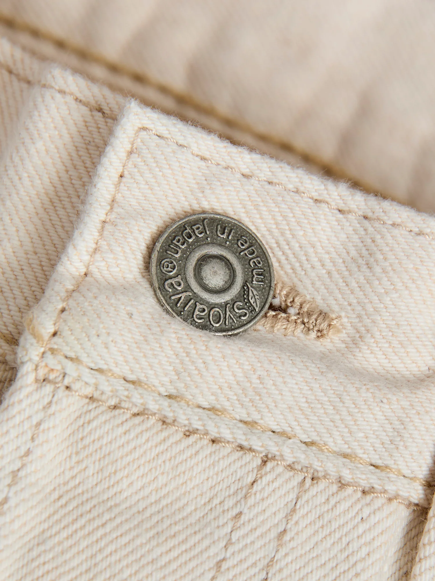 1172-1 "Ecru Beige" 14oz Rinsed Selvedge Denim - Regular Straight Fit - Image 5