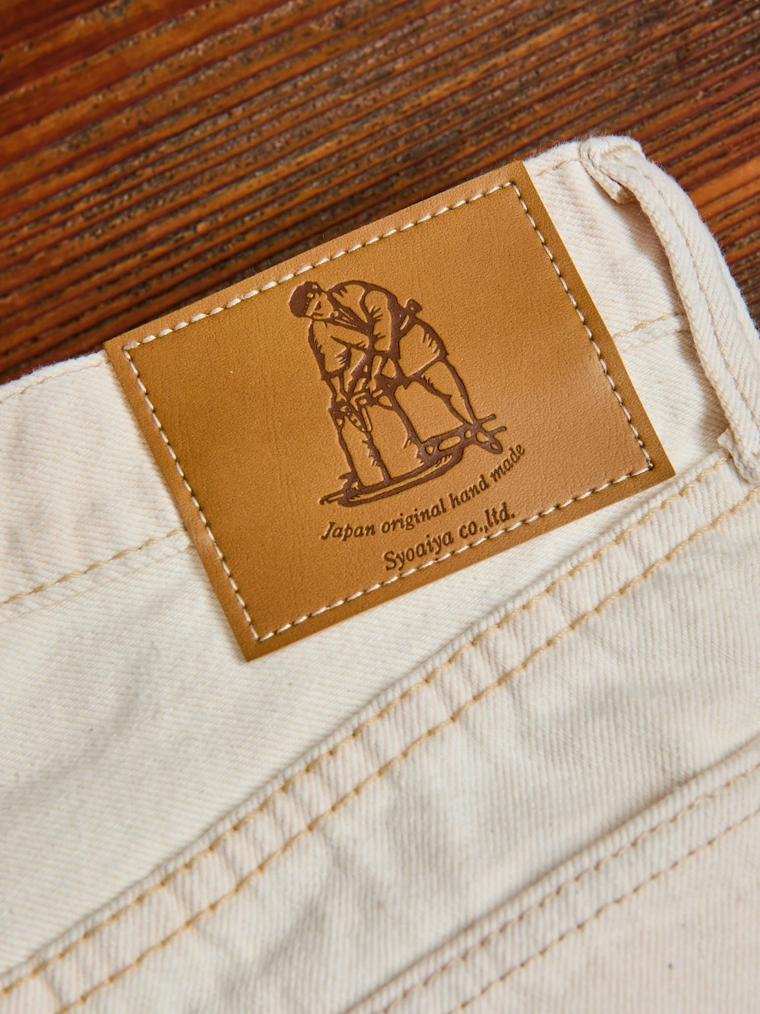 1172-2 "Ecru Beige" 14oz Rinsed Selvedge Denim - Relaxed Tapered Fit - Image 7