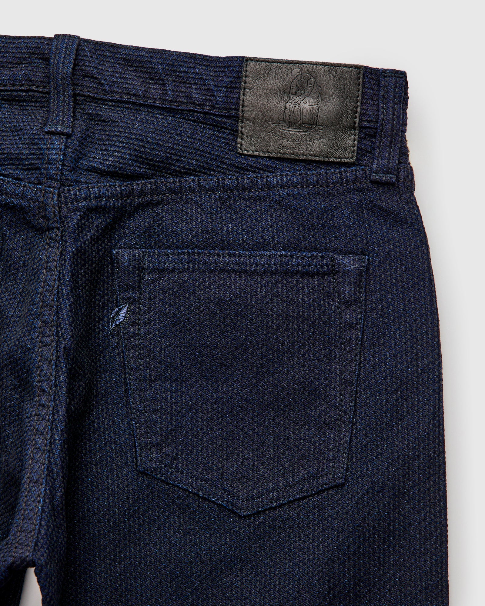 1178-ID Indigo x Black Sashiko Denim - Regular Straight Fit - Image 3