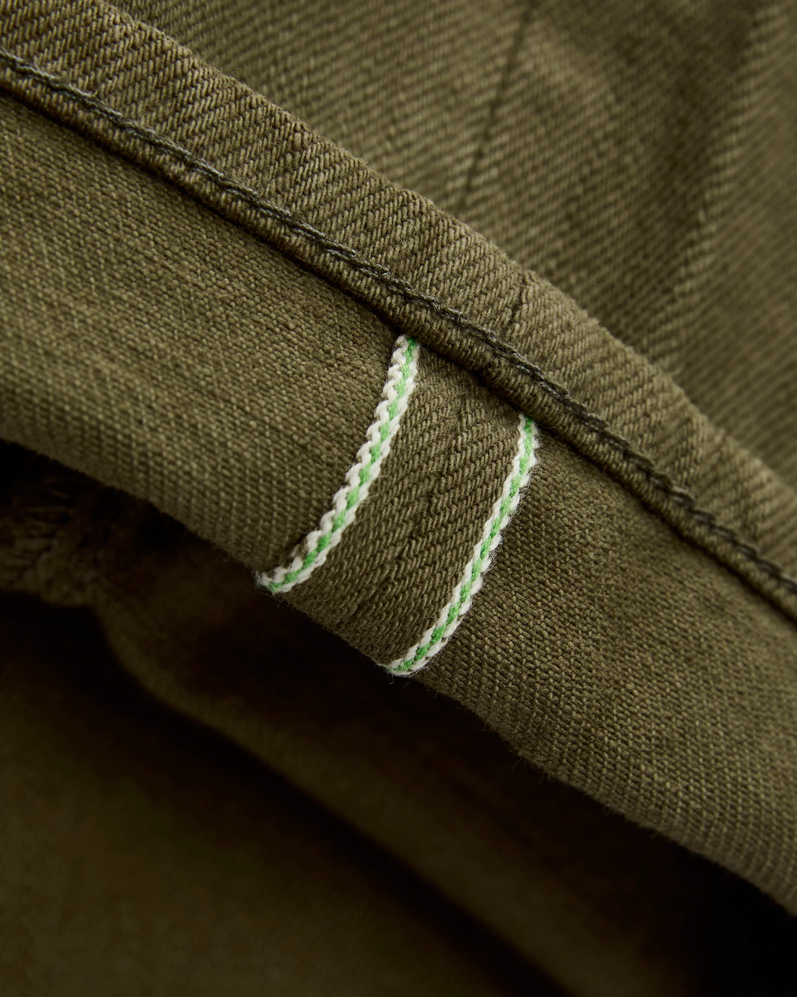12.5oz "Military Green" Natural Slub Selvedge Denim - Barrel Wide Straight - Image 7
