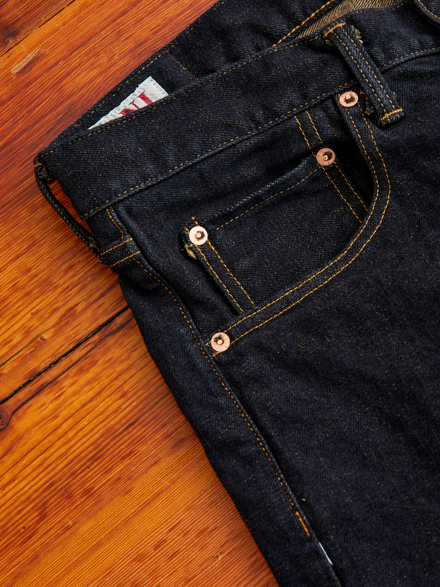 122S-MOCA "Mocha Weft Stretch" 15oz Stretch Selvedge Denim - Relaxed Tapered Fit - Image 7