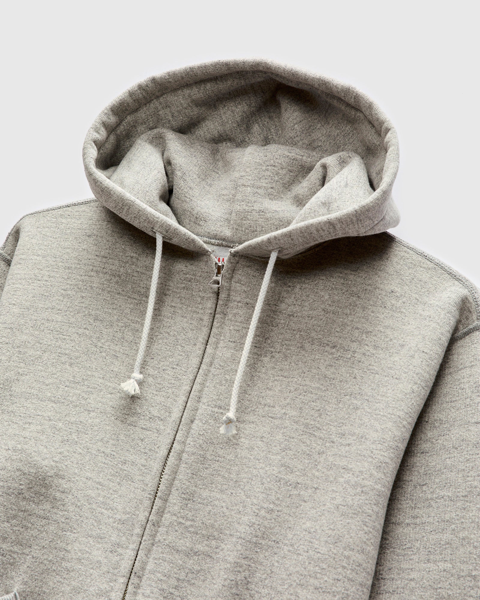 12oz Ball Park Zip Hooded Sweatshirt in Melange Grey - Image 3