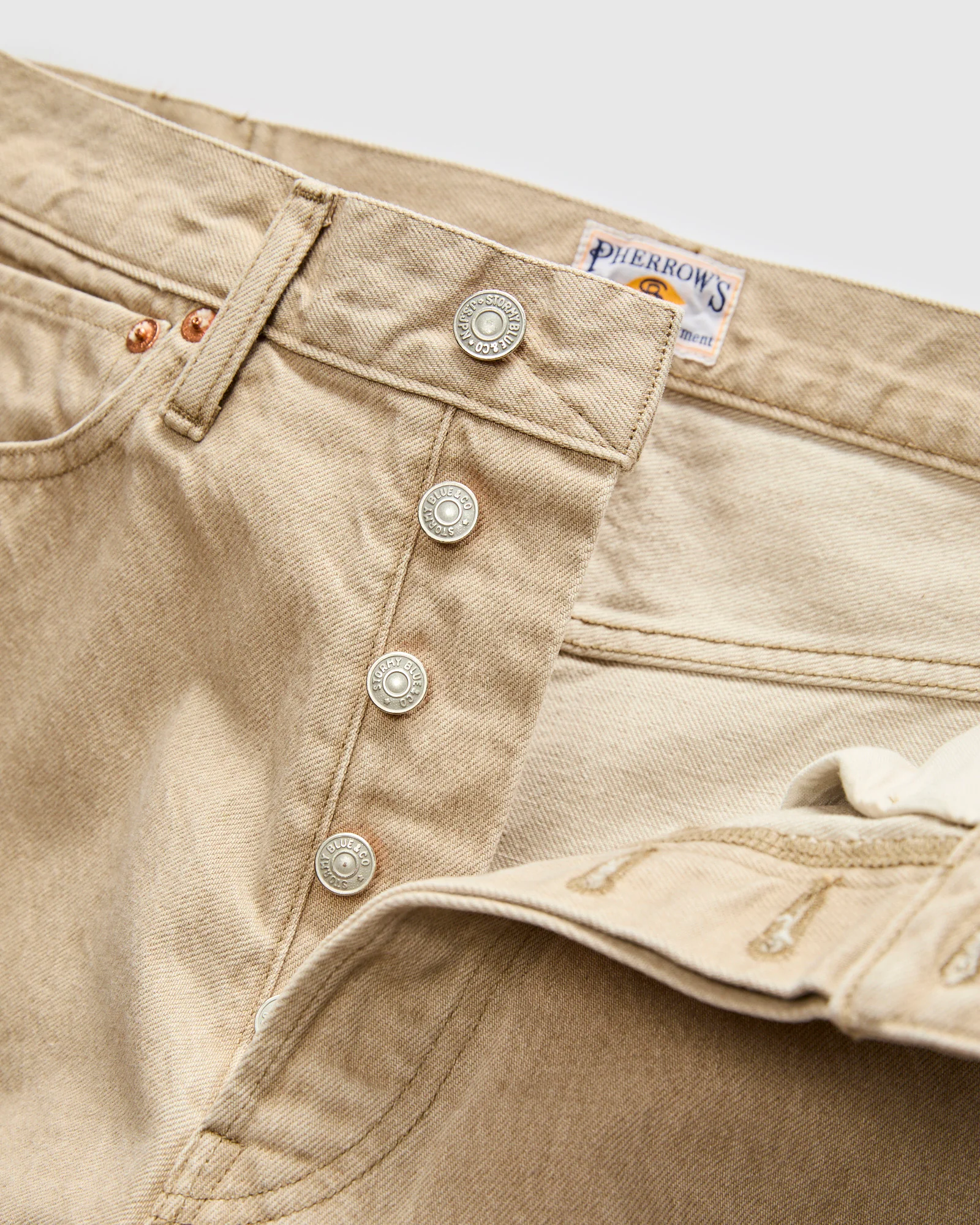 13.5oz Beige Garment Dyed Denim - 50s Straight Fit - Image 6