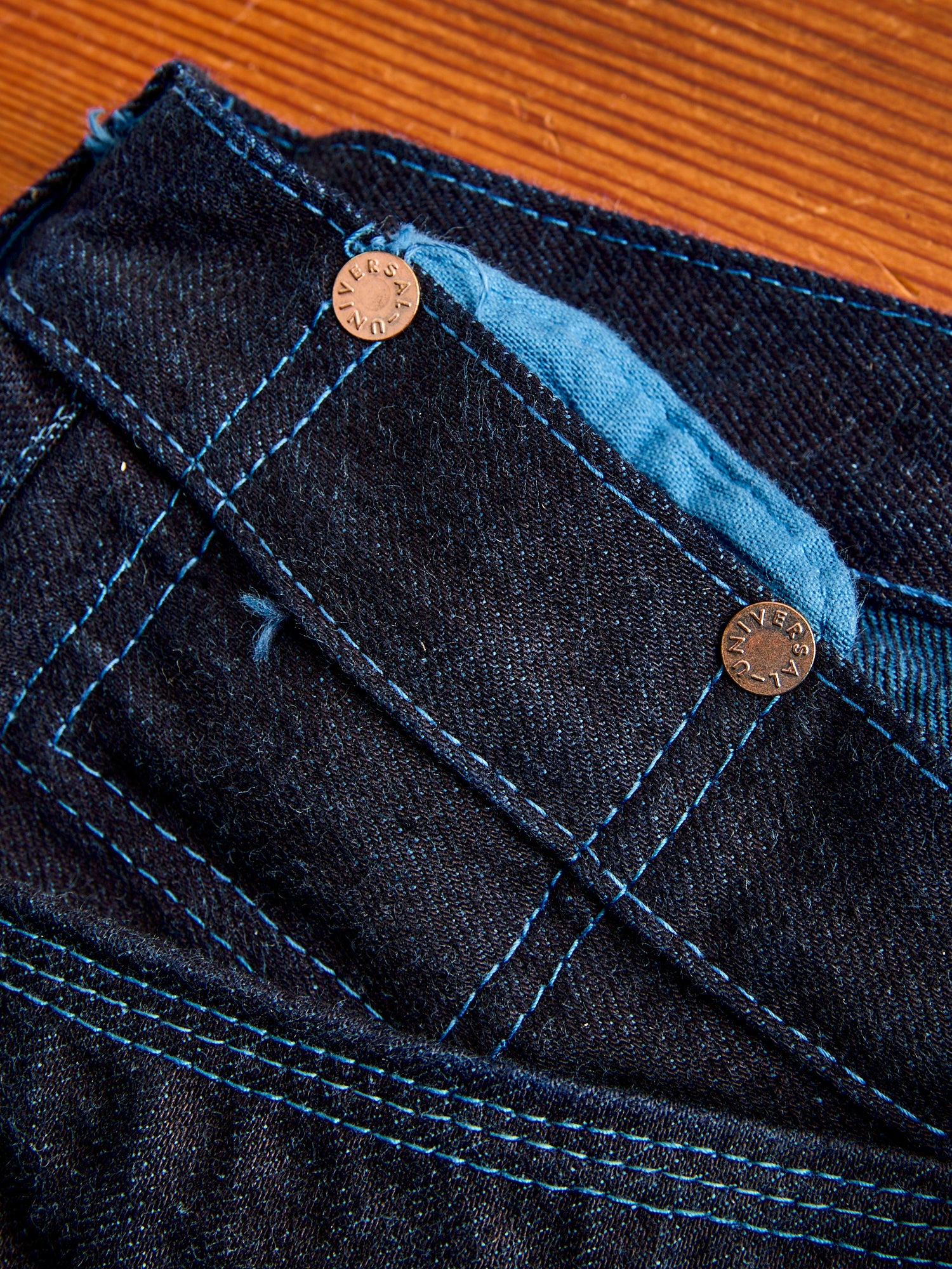 130 "Woad Overdye" 16oz Selvedge Denim - High Rise Taper Fit - Image 5
