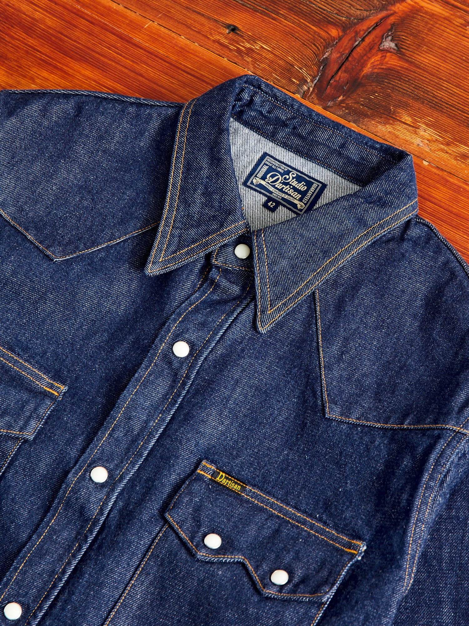 13oz Denim Western Shirt in Natural Indigo - Image 3