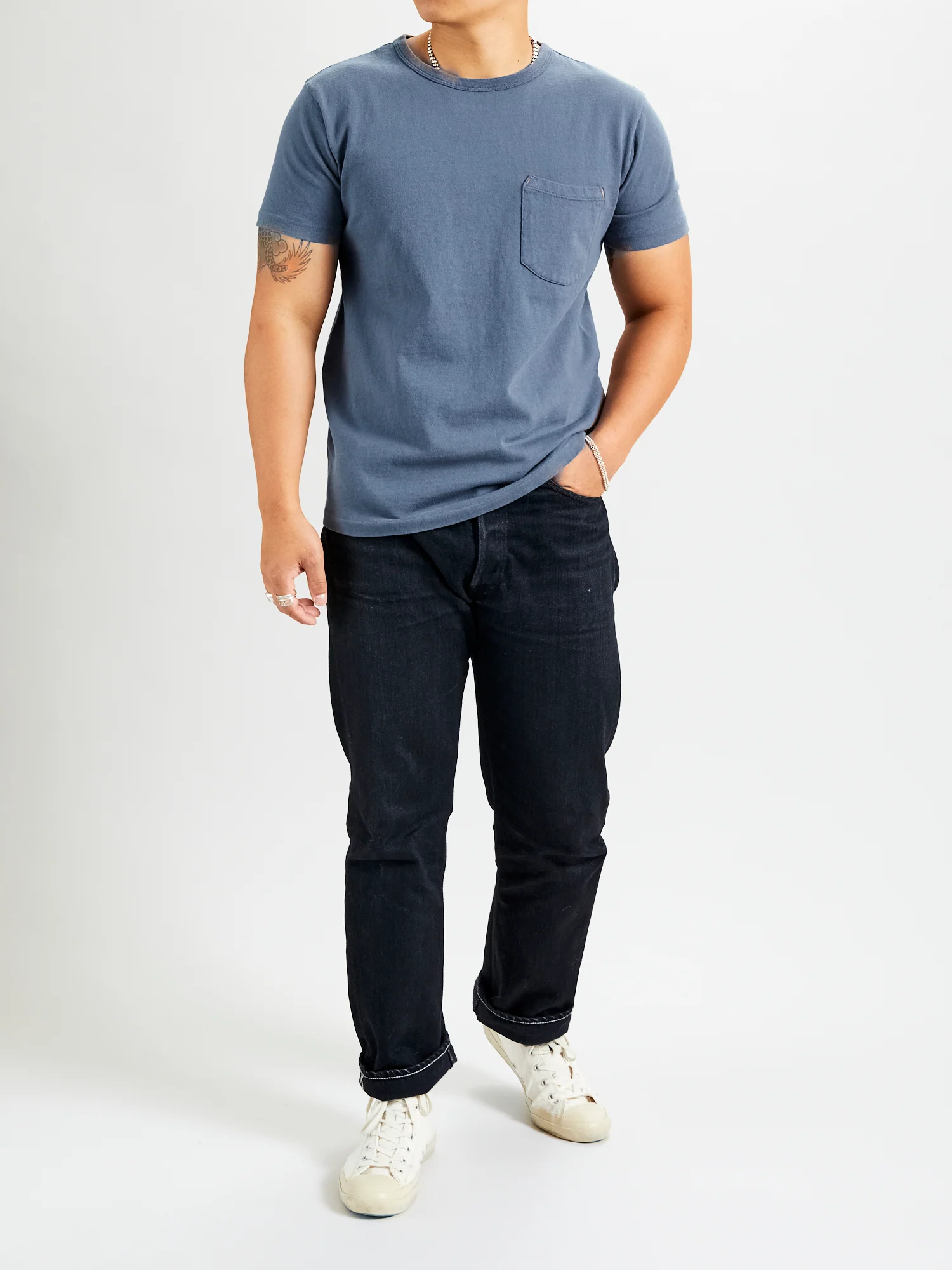 13oz Pocket T-Shirt in Faded Blue - Image 8