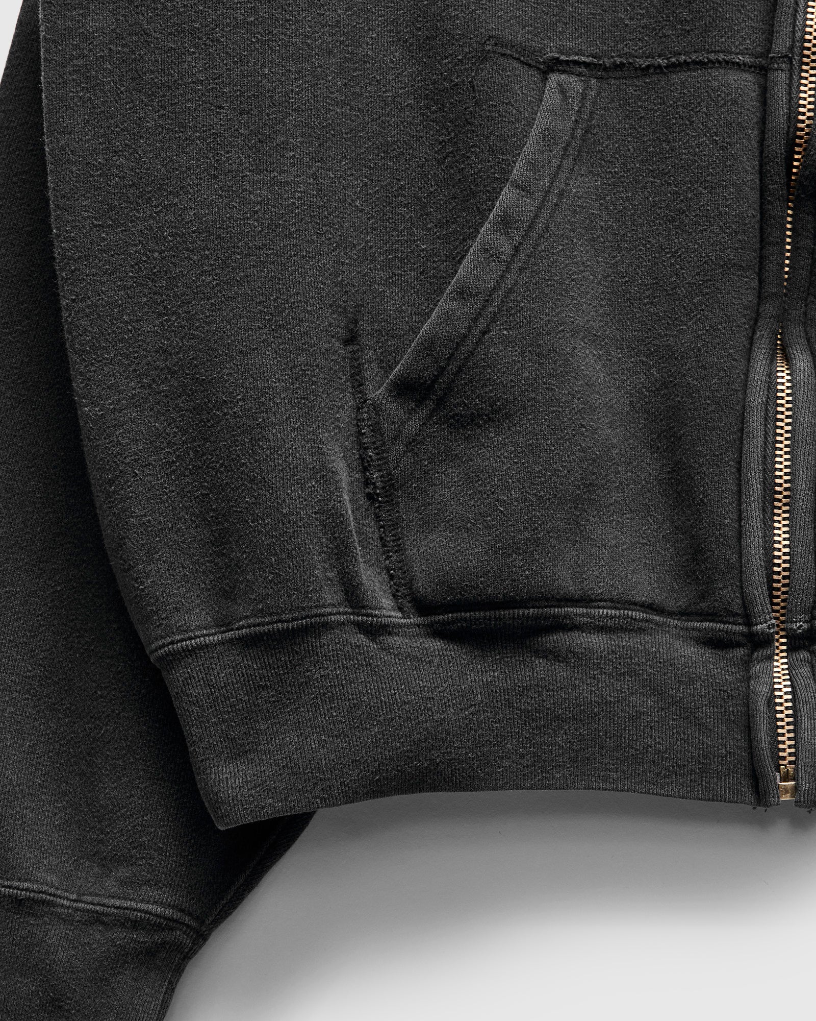 14G Brushed Fleece Zip Hoodie in Black - Image 6