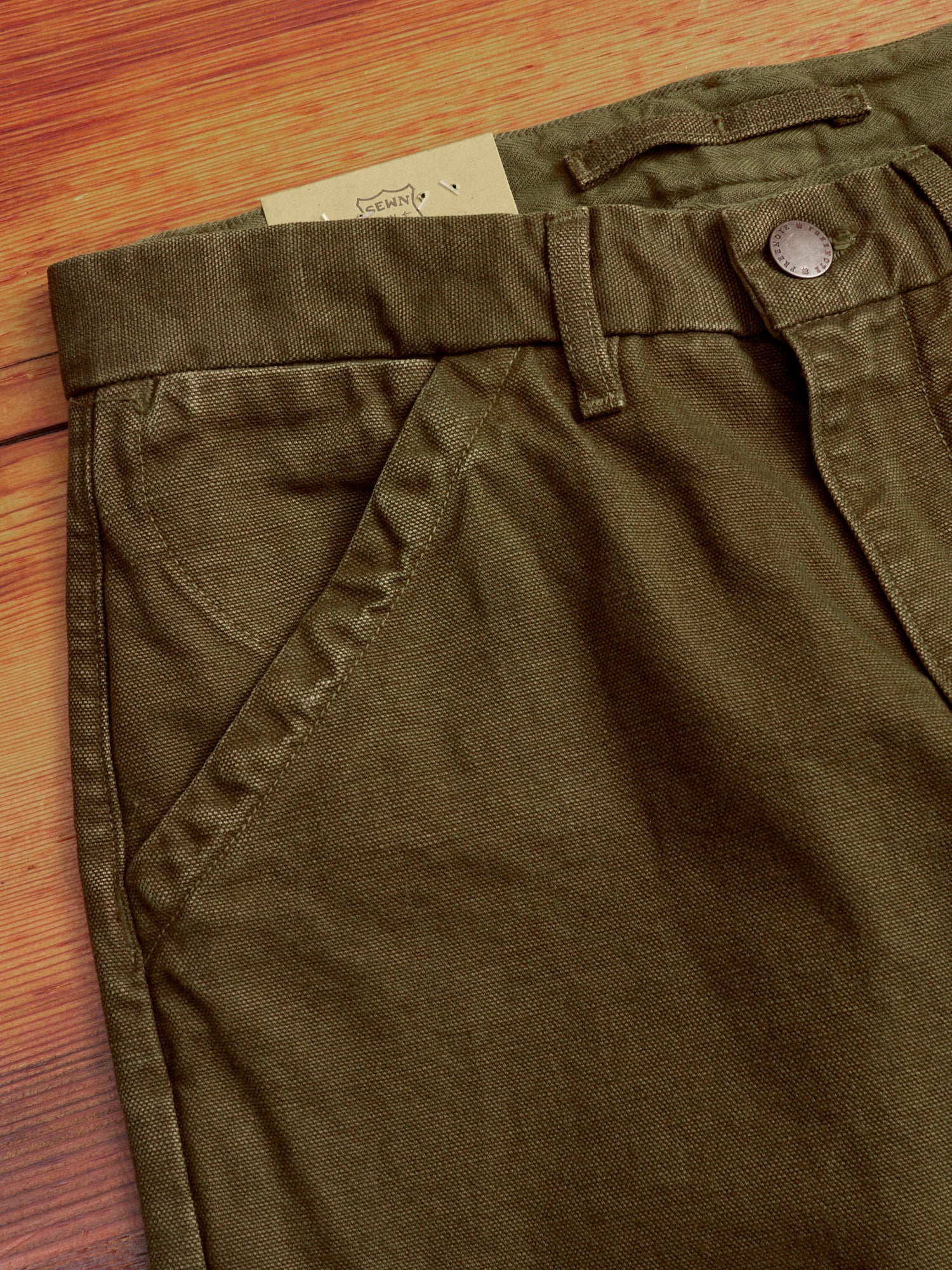14oz Slub Workers Chino in Army Green - Image 3