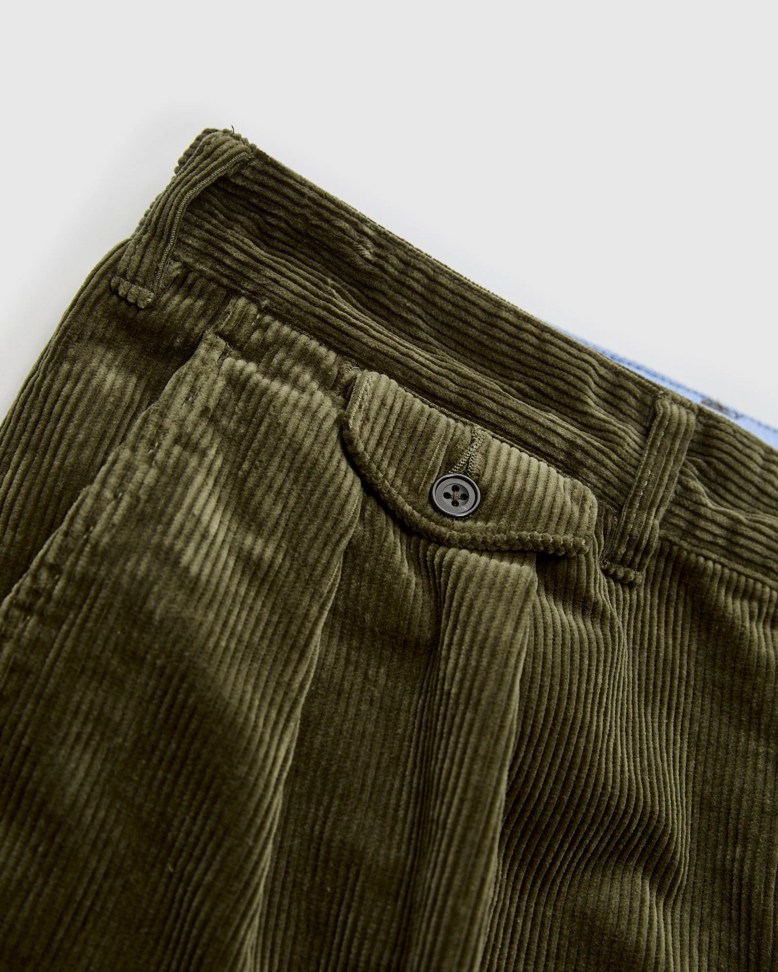 2-Pleat Corduroy Trousers in Dark Green - Image 7