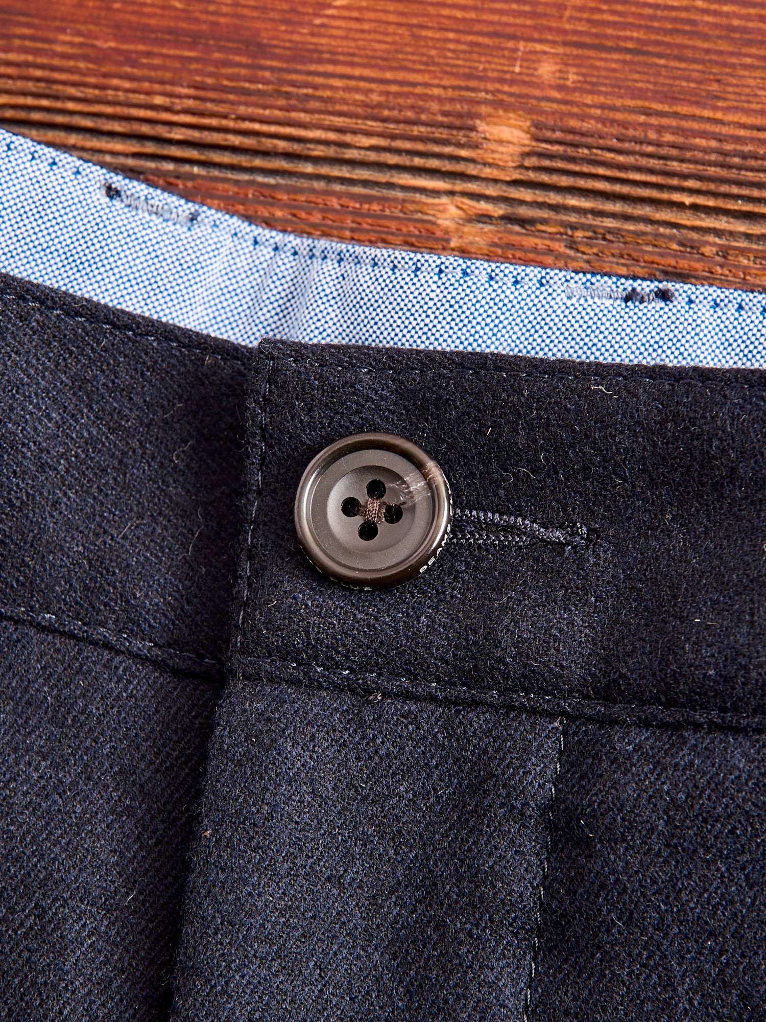 2-Pleat Flannel Trousers in Navy - Image 6