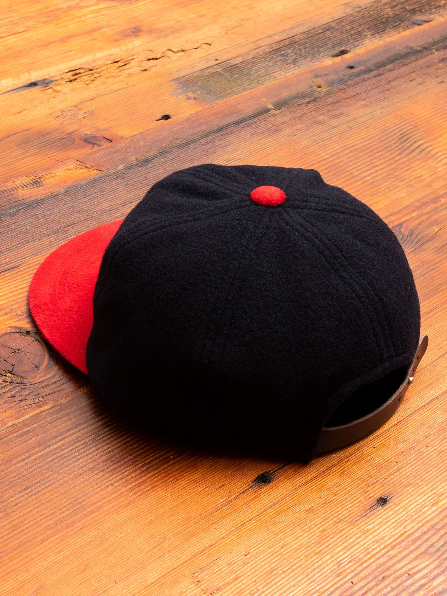 2 Tone Wool Cap in Navy/Red - Image 2