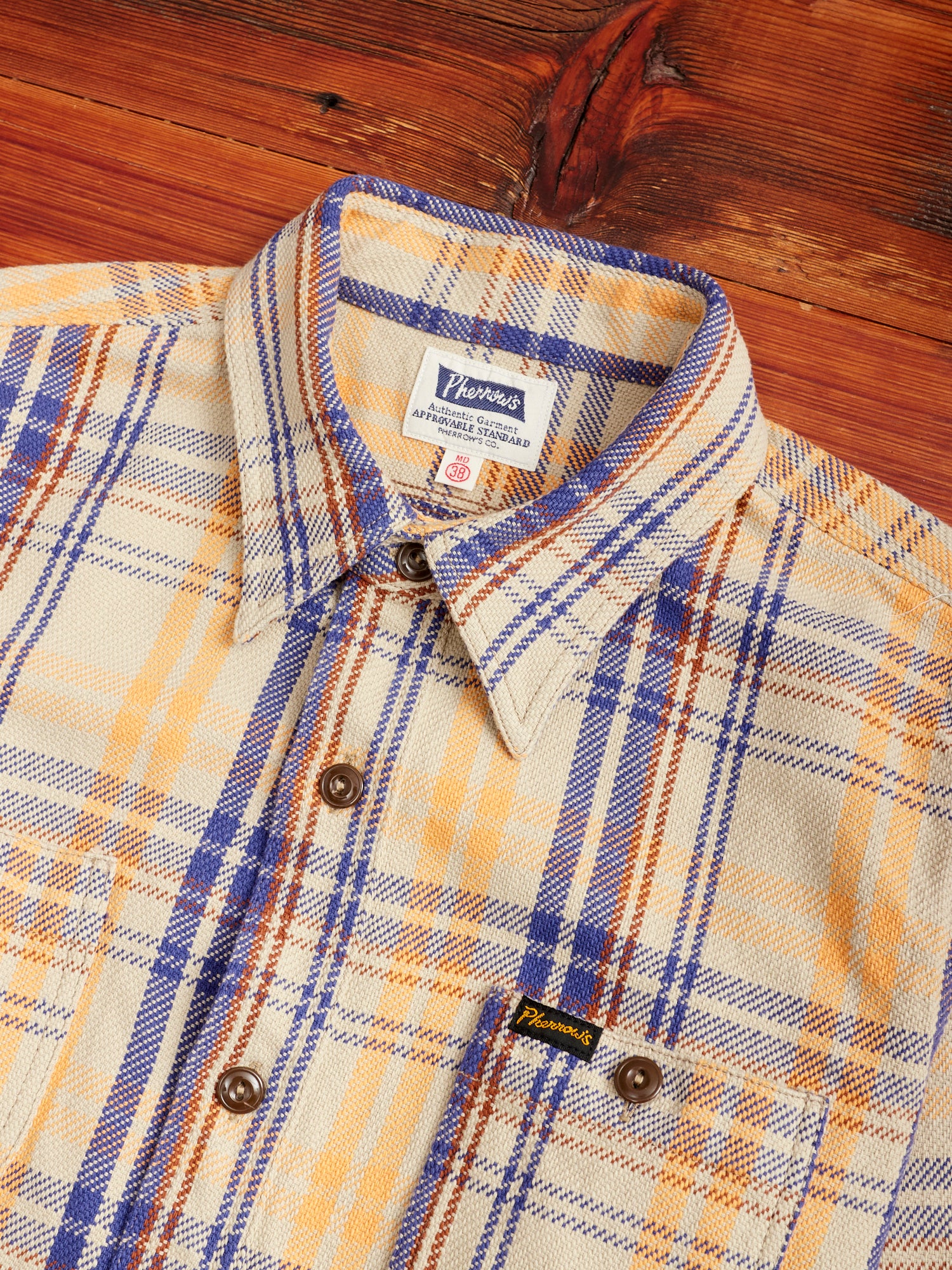 720WS Heavy Flannel Shirt in Beige - Image 3