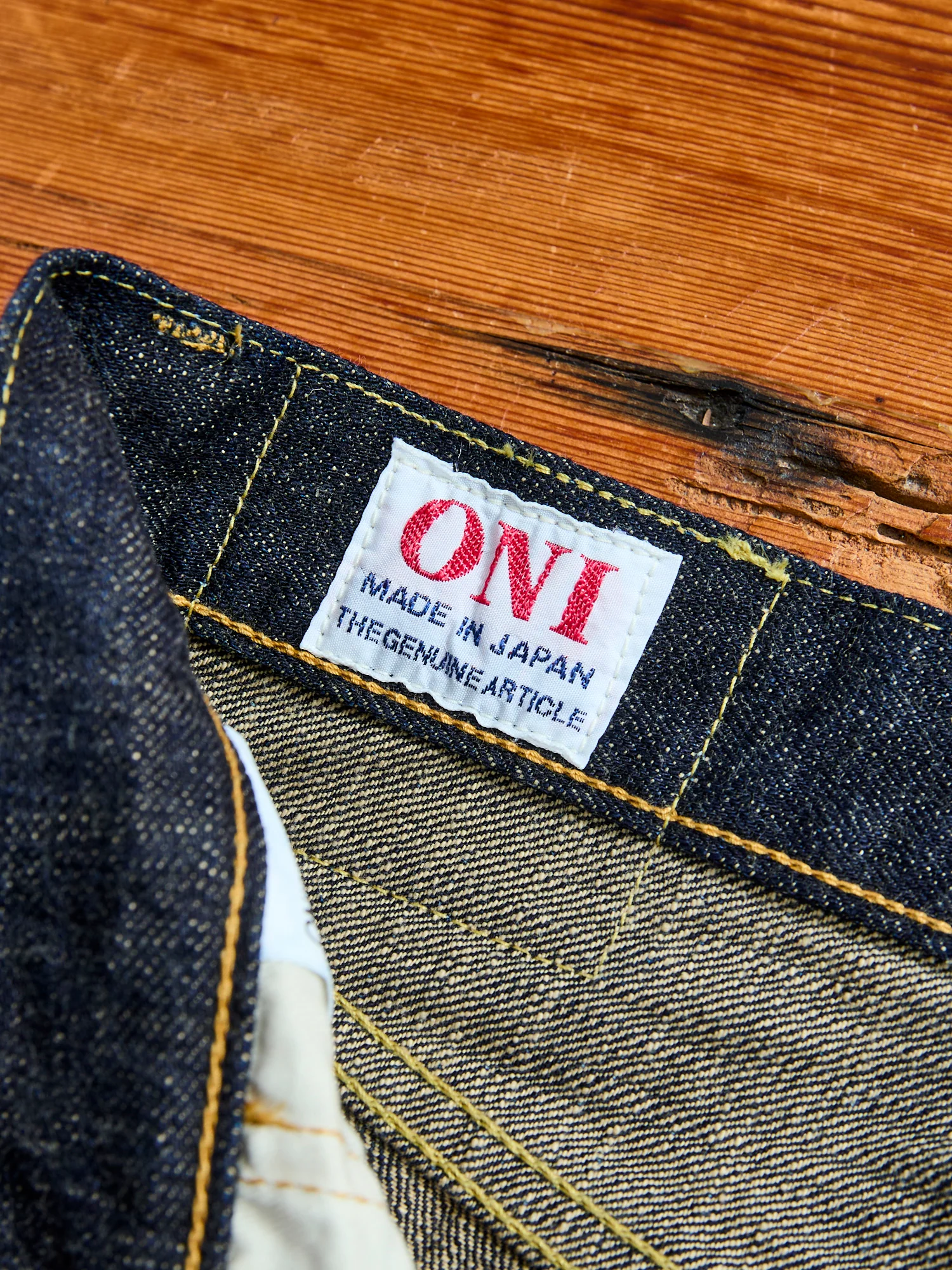 246-14KBE "Blue Oni" Indigo Beige 14oz Selvedge Denim - Clean Straight Fit - Image 7