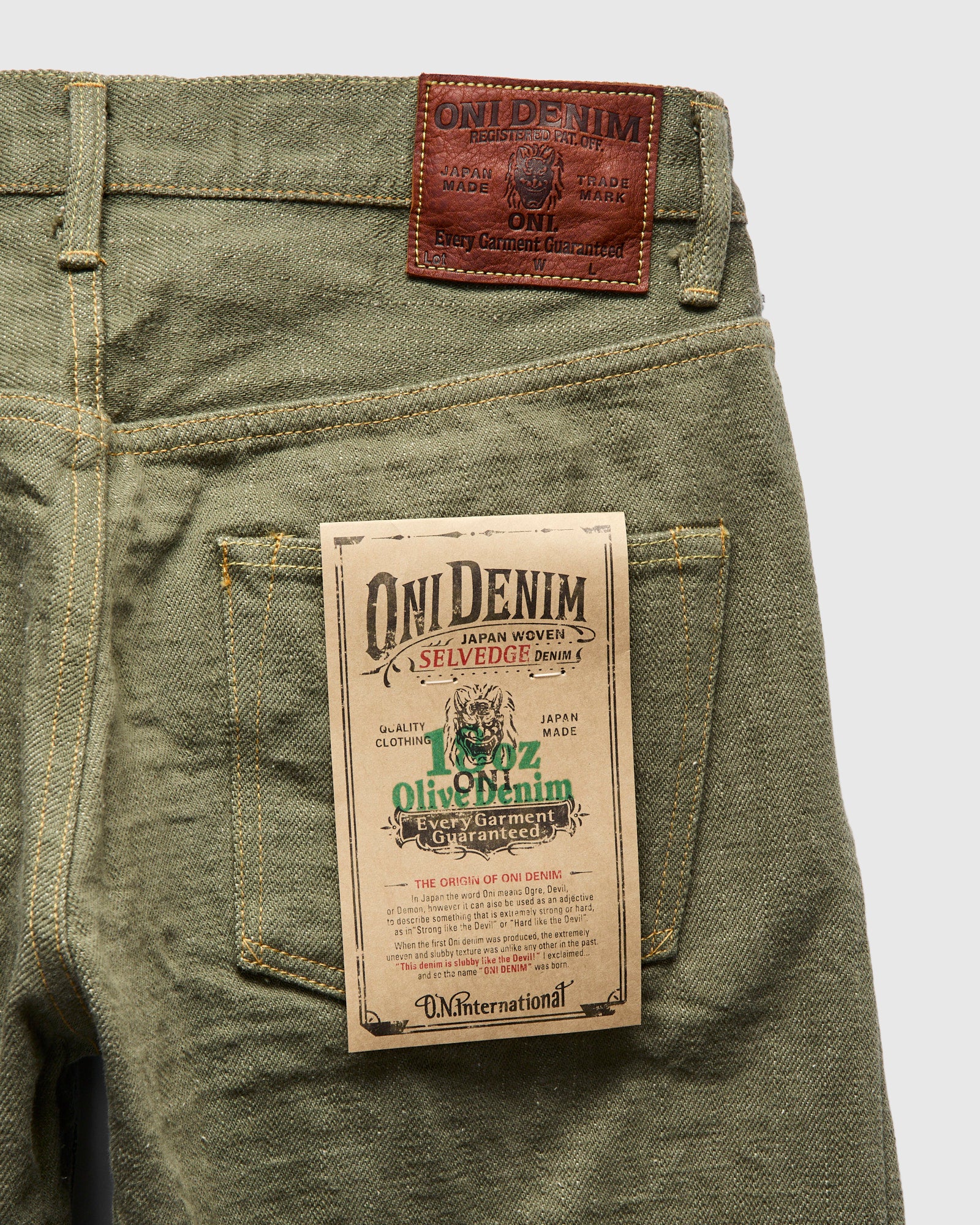 266-OLD18 "Olive" 18oz Low Tension Olive Selvedge Denim - Relaxed Straight Fit - Image 4
