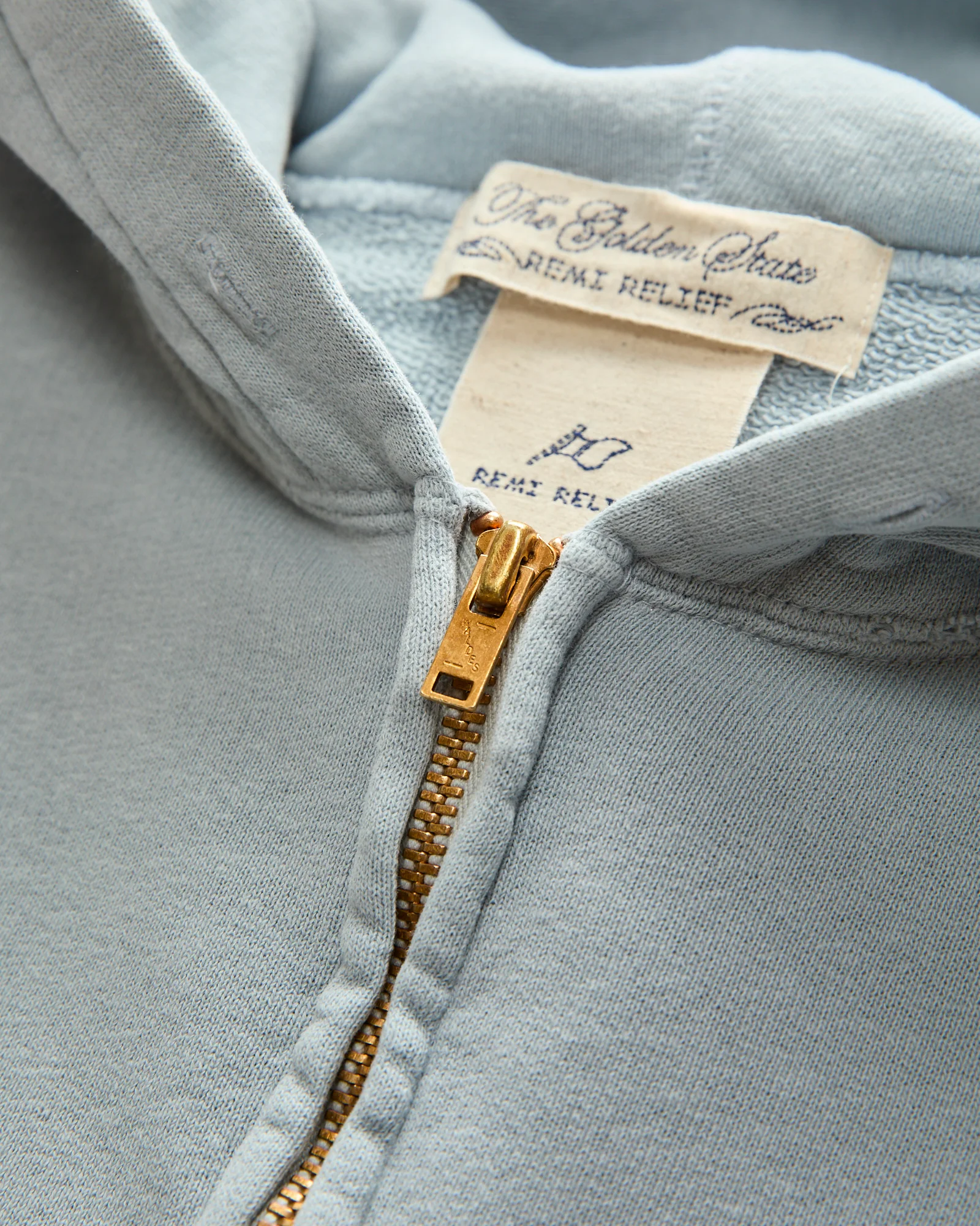 "3-Fly" Special Finish Fleece Zip Hoodie in Sax - Image 4