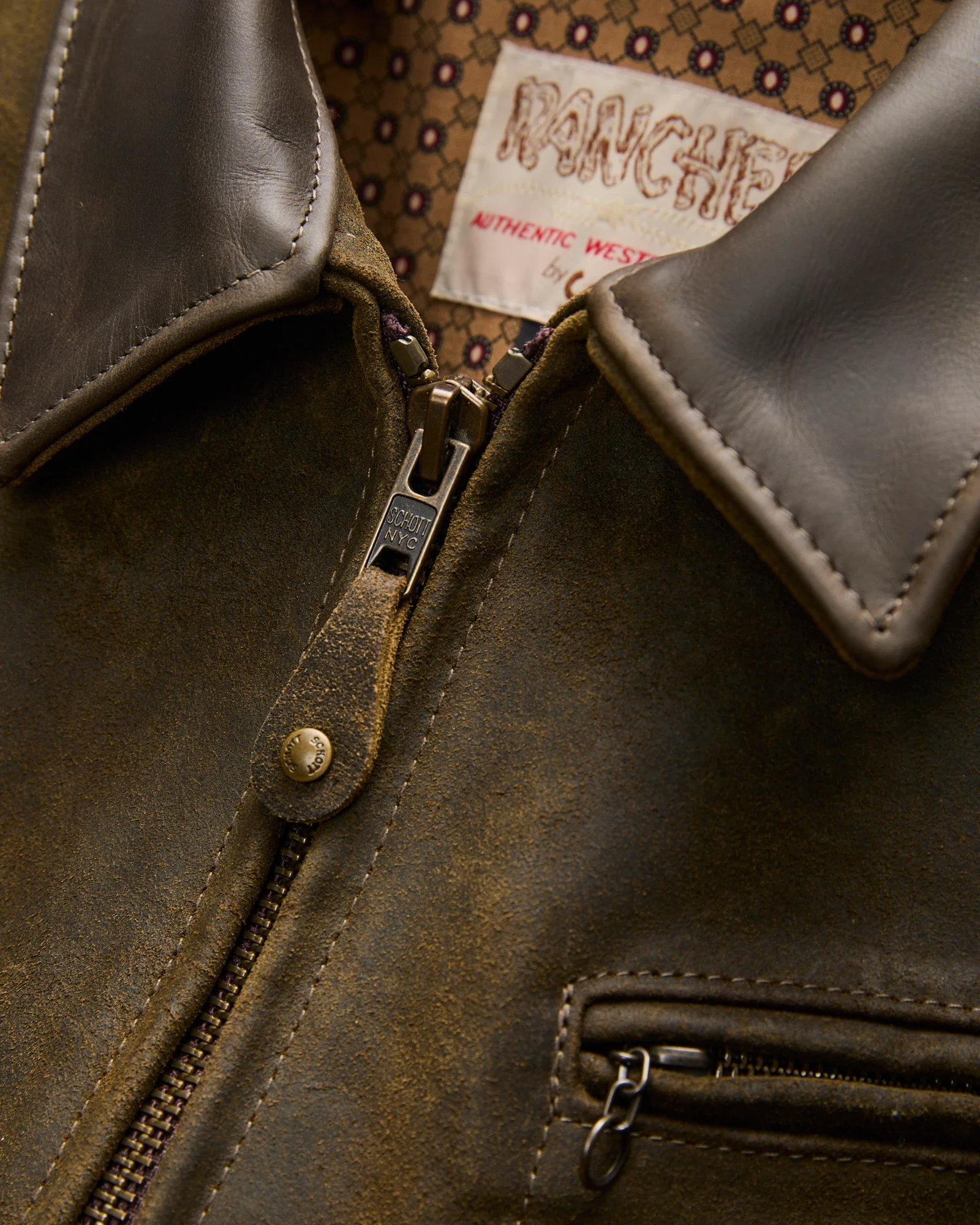 371 Sueded Cowhide Delivery Jacket in Olive - Image 5