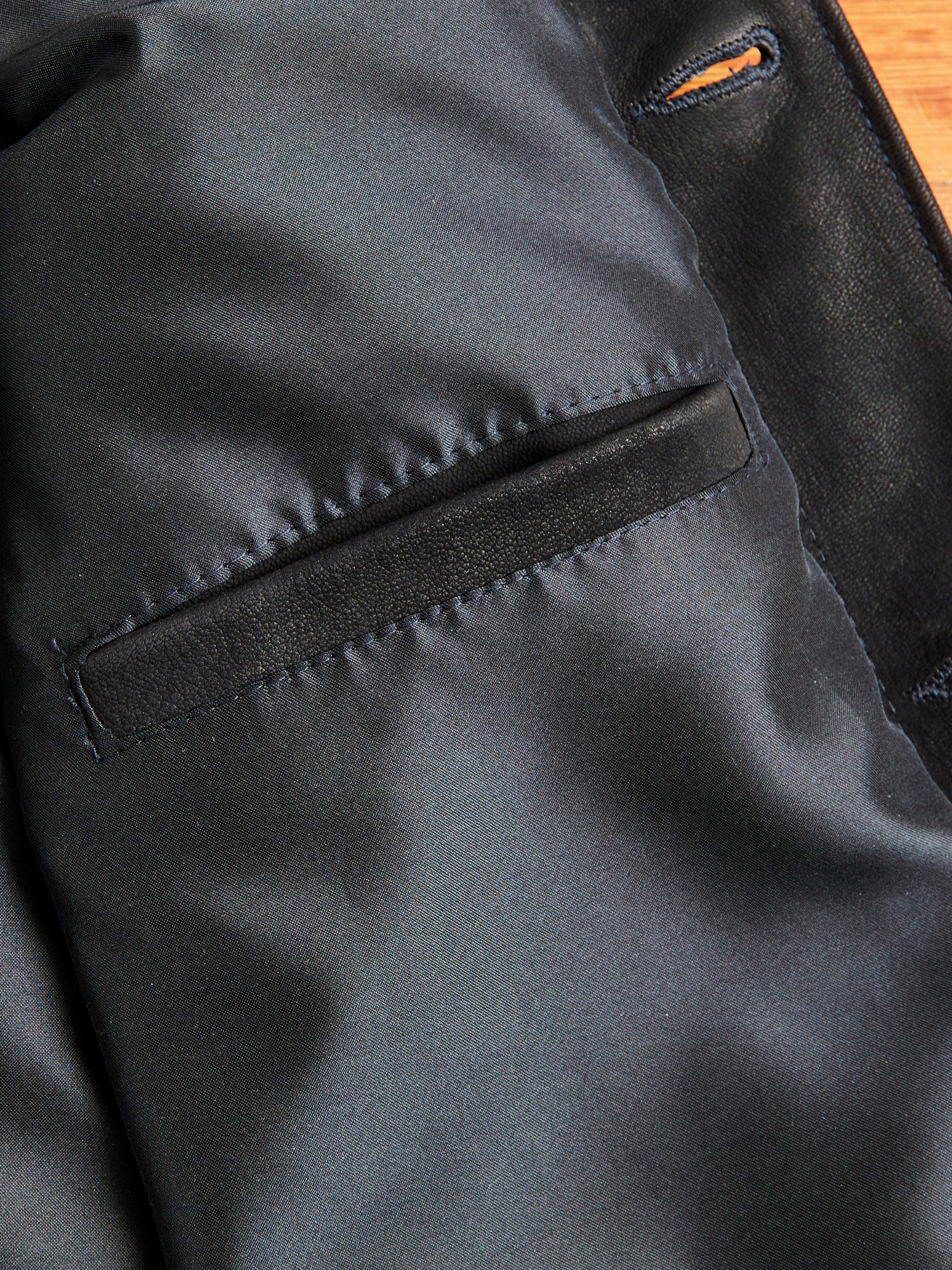"3sixteen x Schott NYC" Goatskin Type-3 Leather Jacket in Black - Image 10