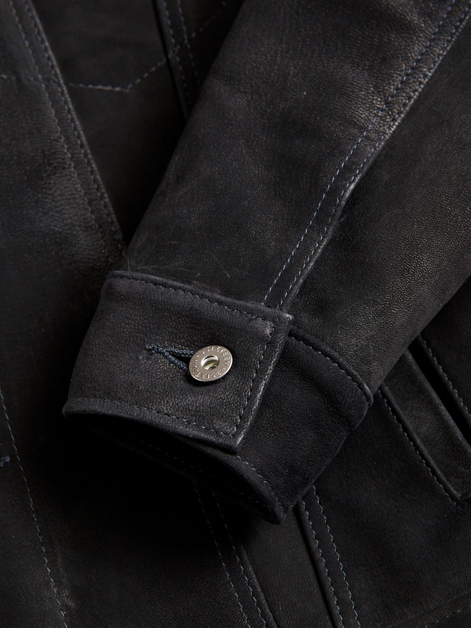 "3sixteen x Schott NYC" Goatskin Type-3 Leather Jacket in Black - Image 6