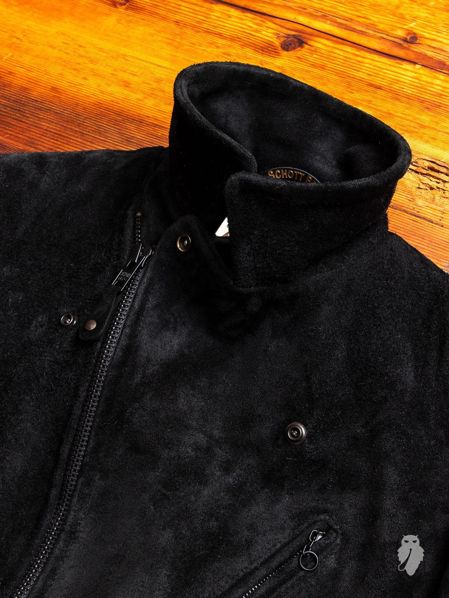 "3sixteen x Schott NYC" Perfecto Leather Jacket in Black Rough-Out - Image 5