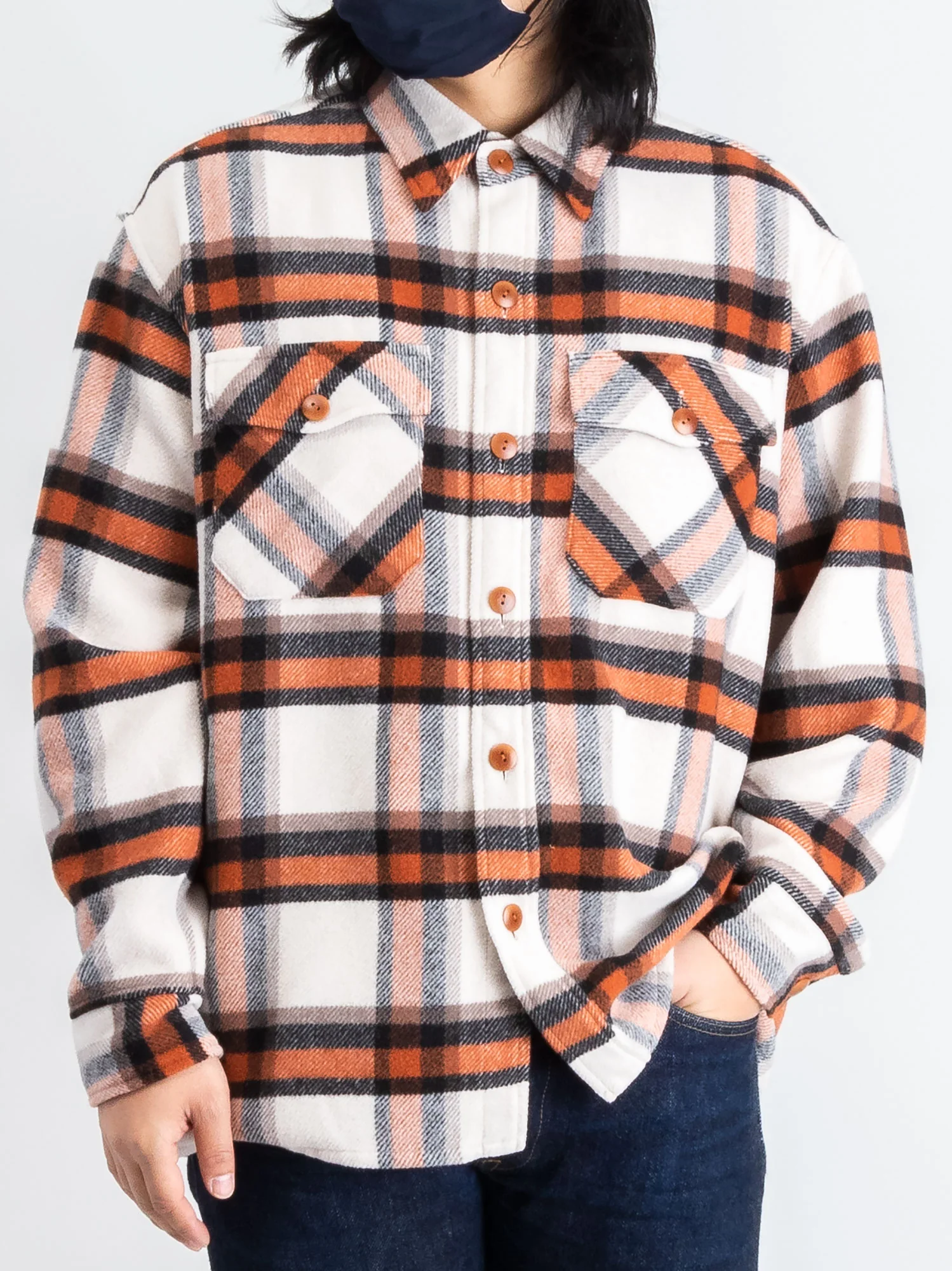 Big Check CPO Shirt in Orange - Image 2