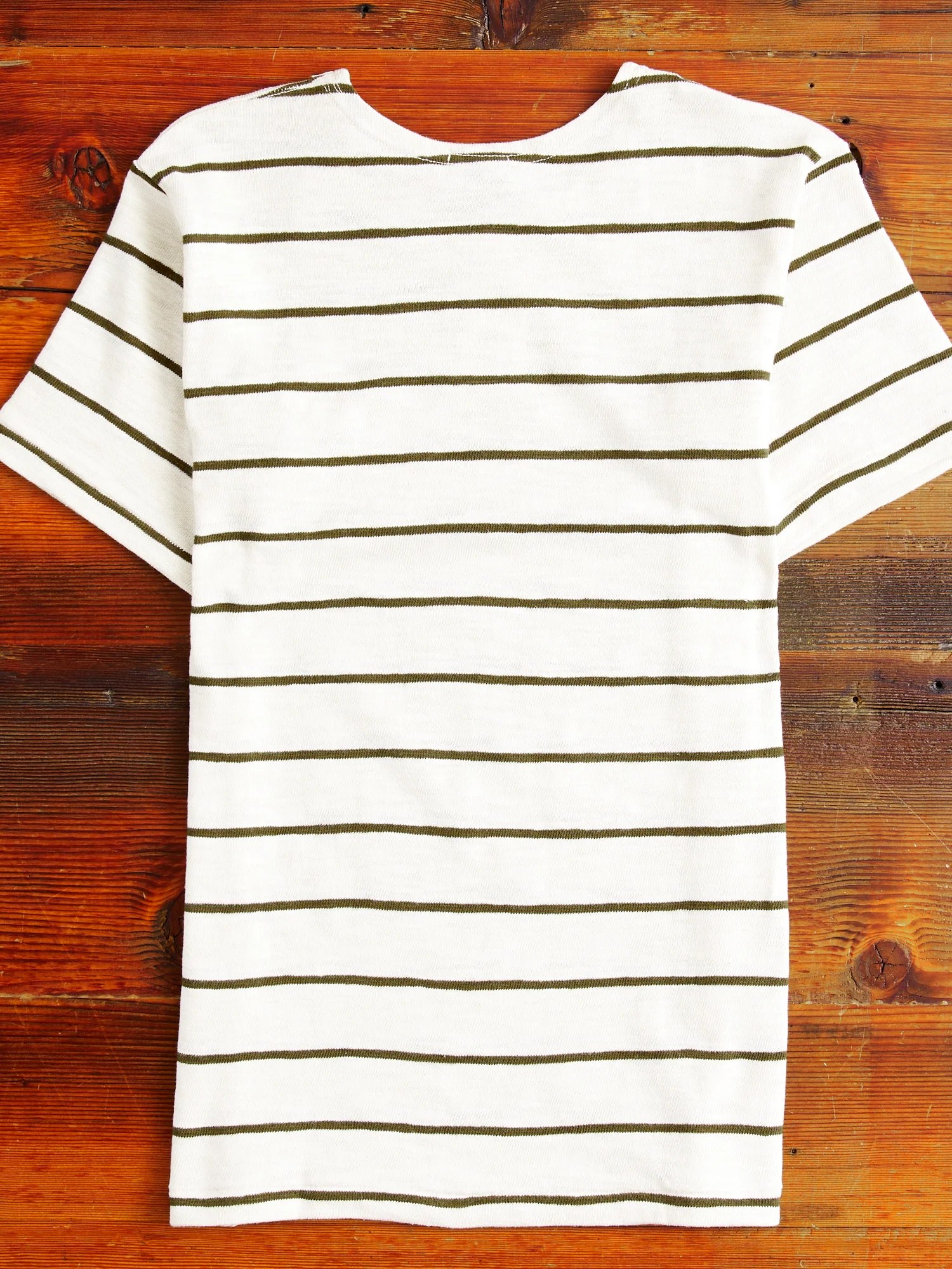 4087 Loopwheel Stripe Tee in Off White - Image 6