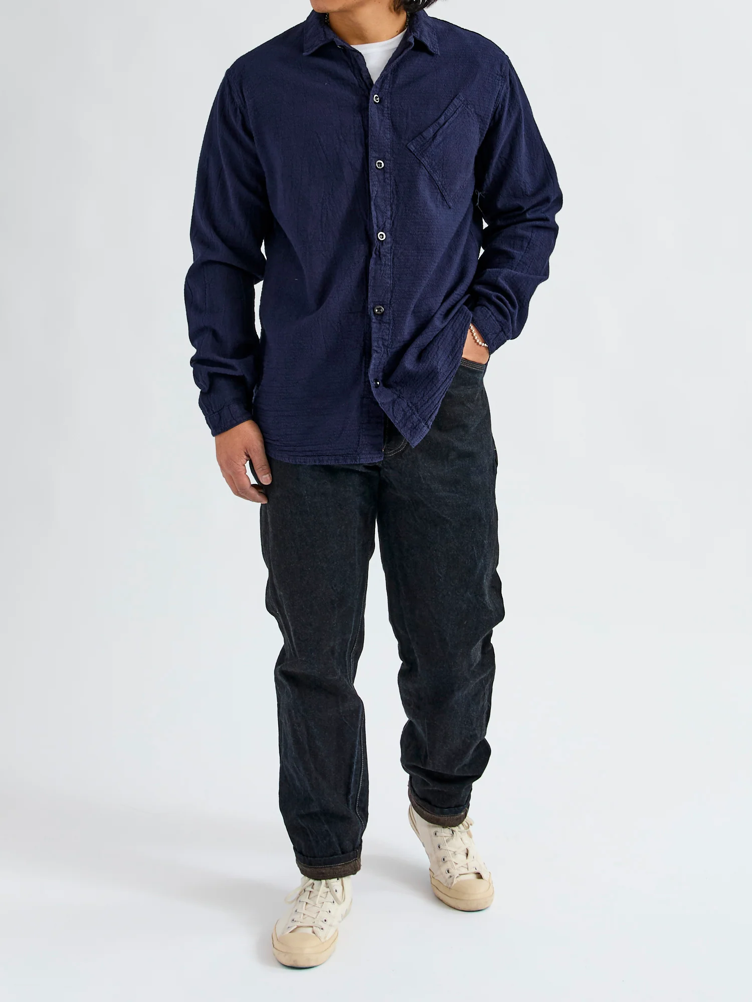 465 Argyle Chest Pocket Shirt in Hadal Blue Wave Calico - Image 11