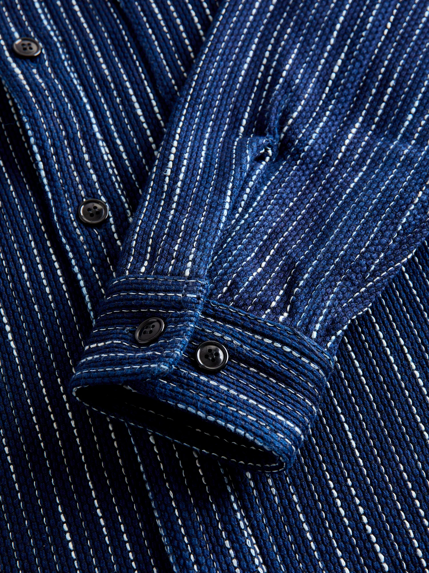 5709 "Rain Kasuri" Work Shirt in Indigo Sashiko - Image 5