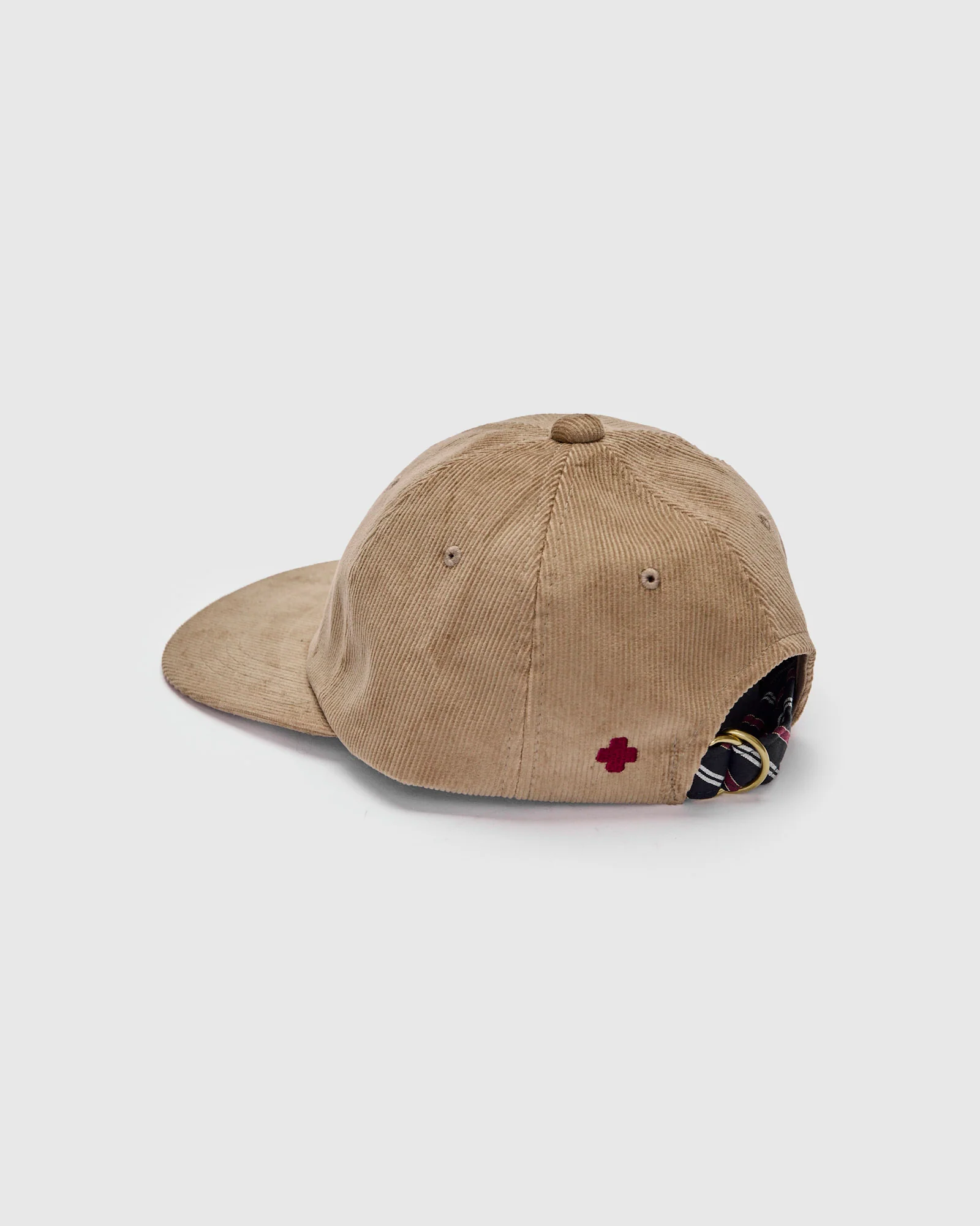 6-Panel Regimental Strap Corduroy Cap in Beige - Image 2