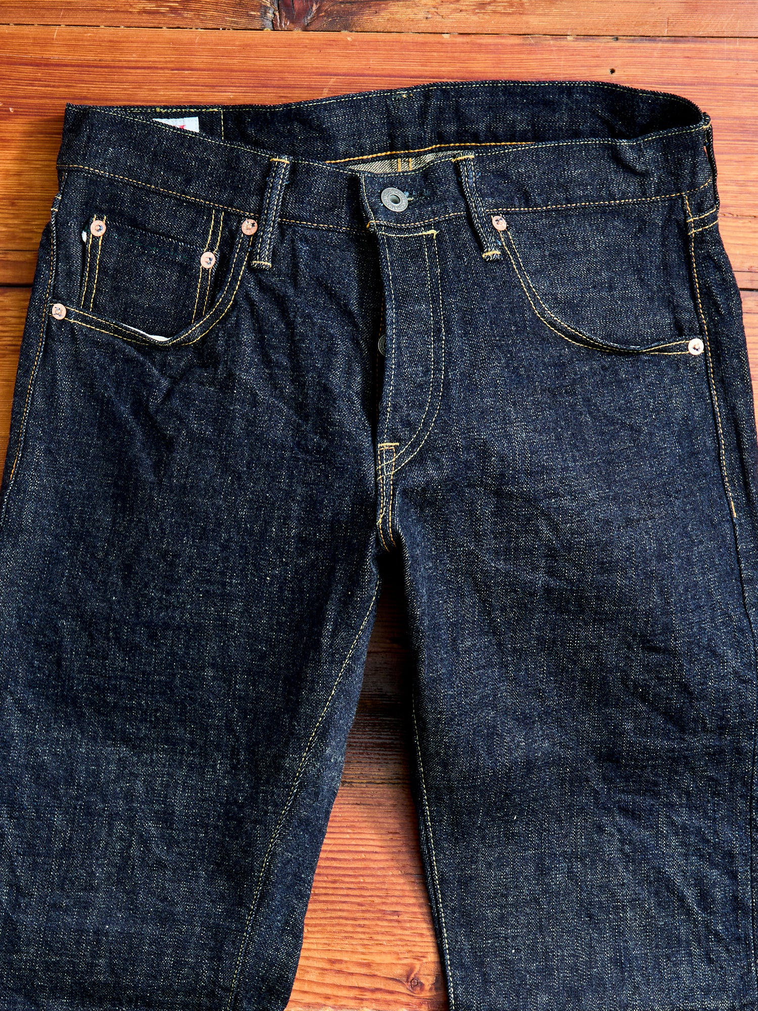 622-14KBE "Blue Oni" Indigo Beige 14oz Selvedge Denim - Relaxed Tapered - Image 7