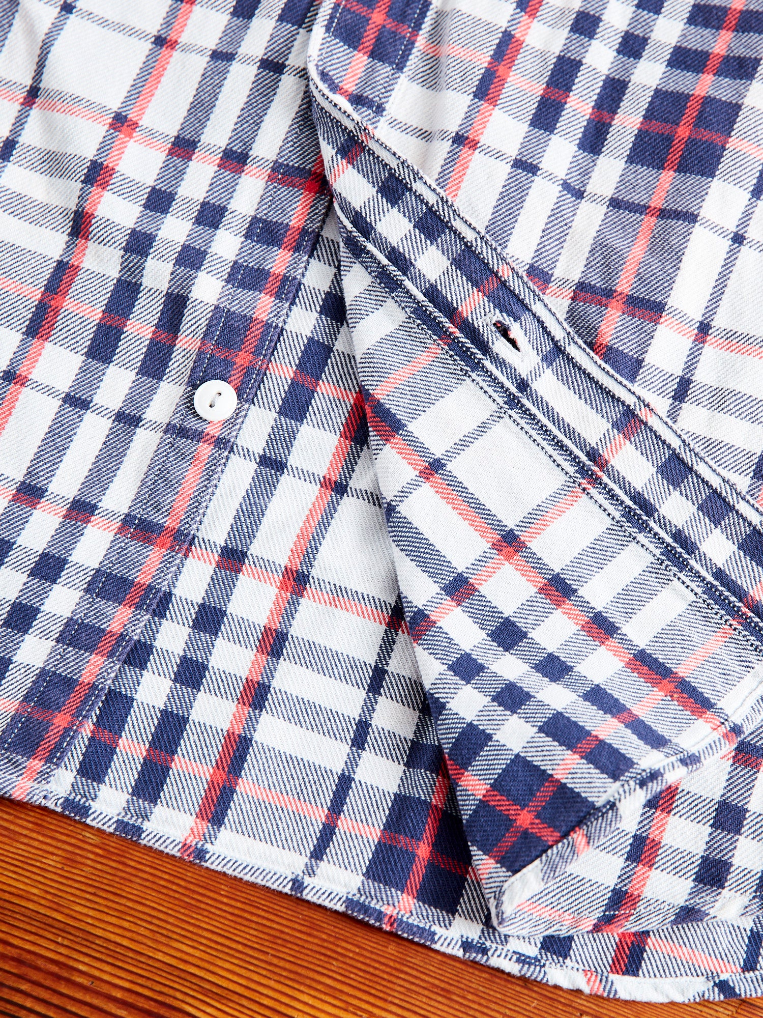 730WS Heavy Washed Flannel Shirt in White Check - Image 7